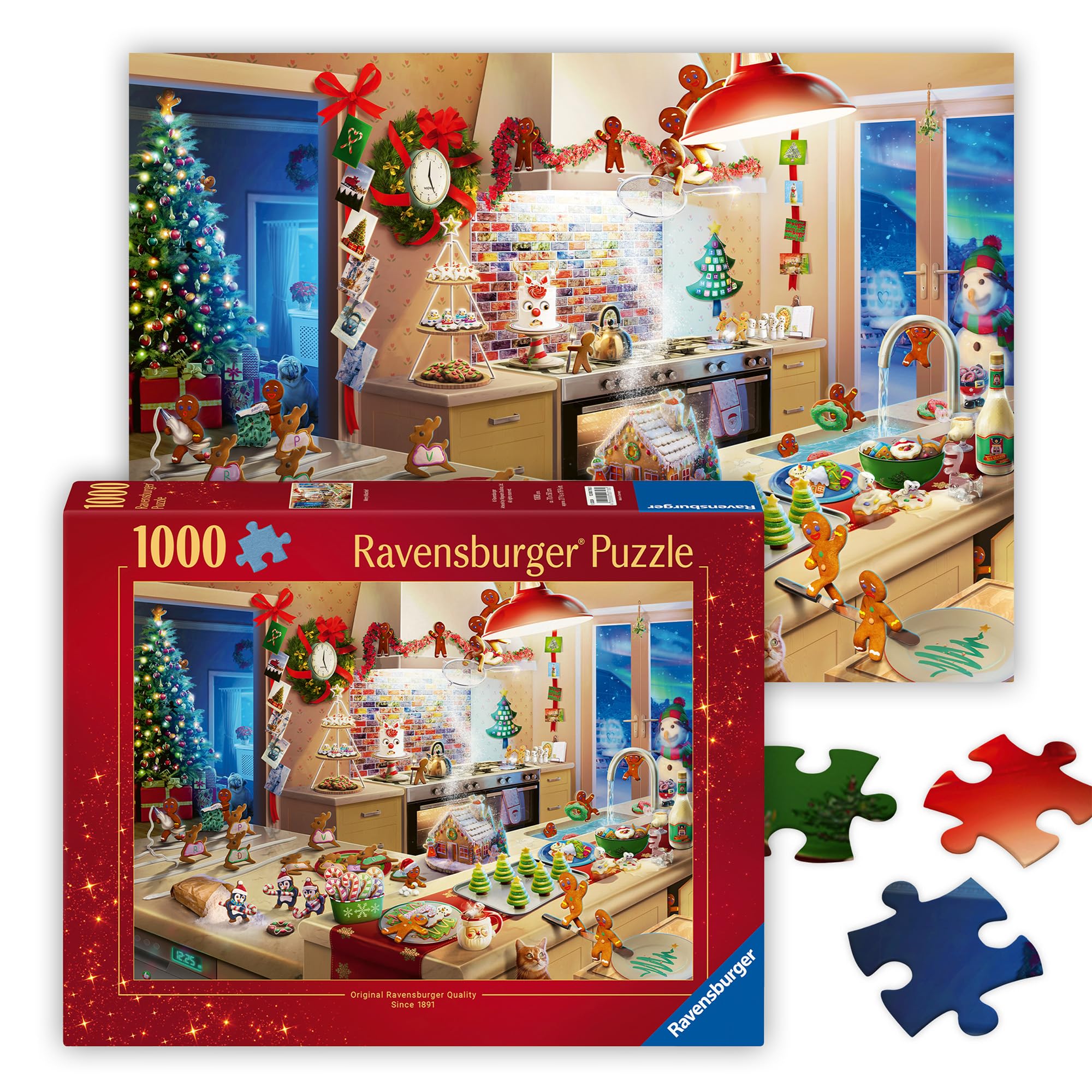 Ravensburger 12000718 - Merry Mischief - 1000 pieces jigsaw puzzle – Puzzle for adults and kids age 14 years up, Christmas jigsaw