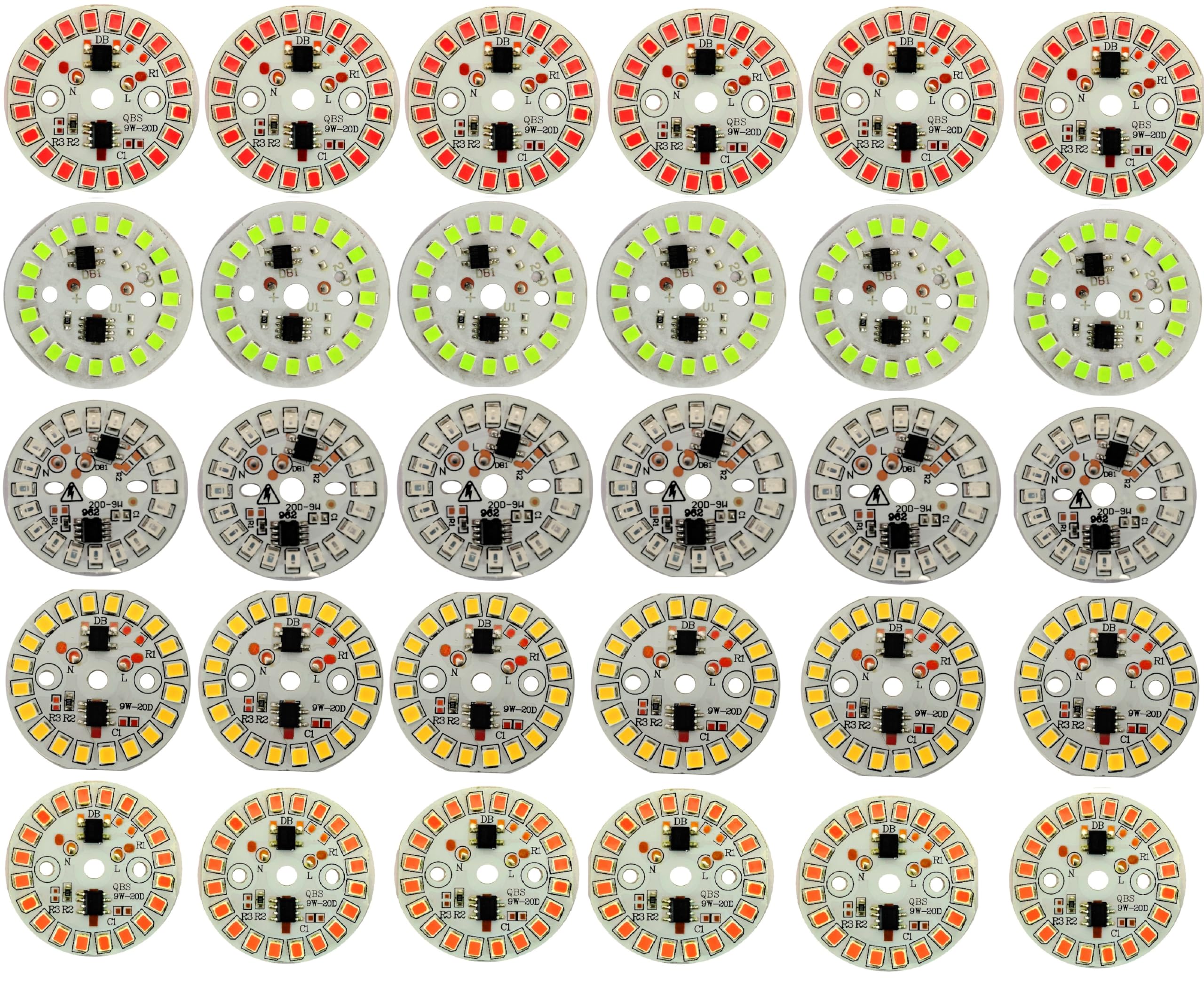 Steko {30 Pieces) 9 Watt Super Bright DOB MCPCB 20 SMD LED Direct On Board Led Lights Raw Material Electronic Kit For Led Bulb (6 Pieces Each Red, Green, Blue, Pink, Yellow)-image-13