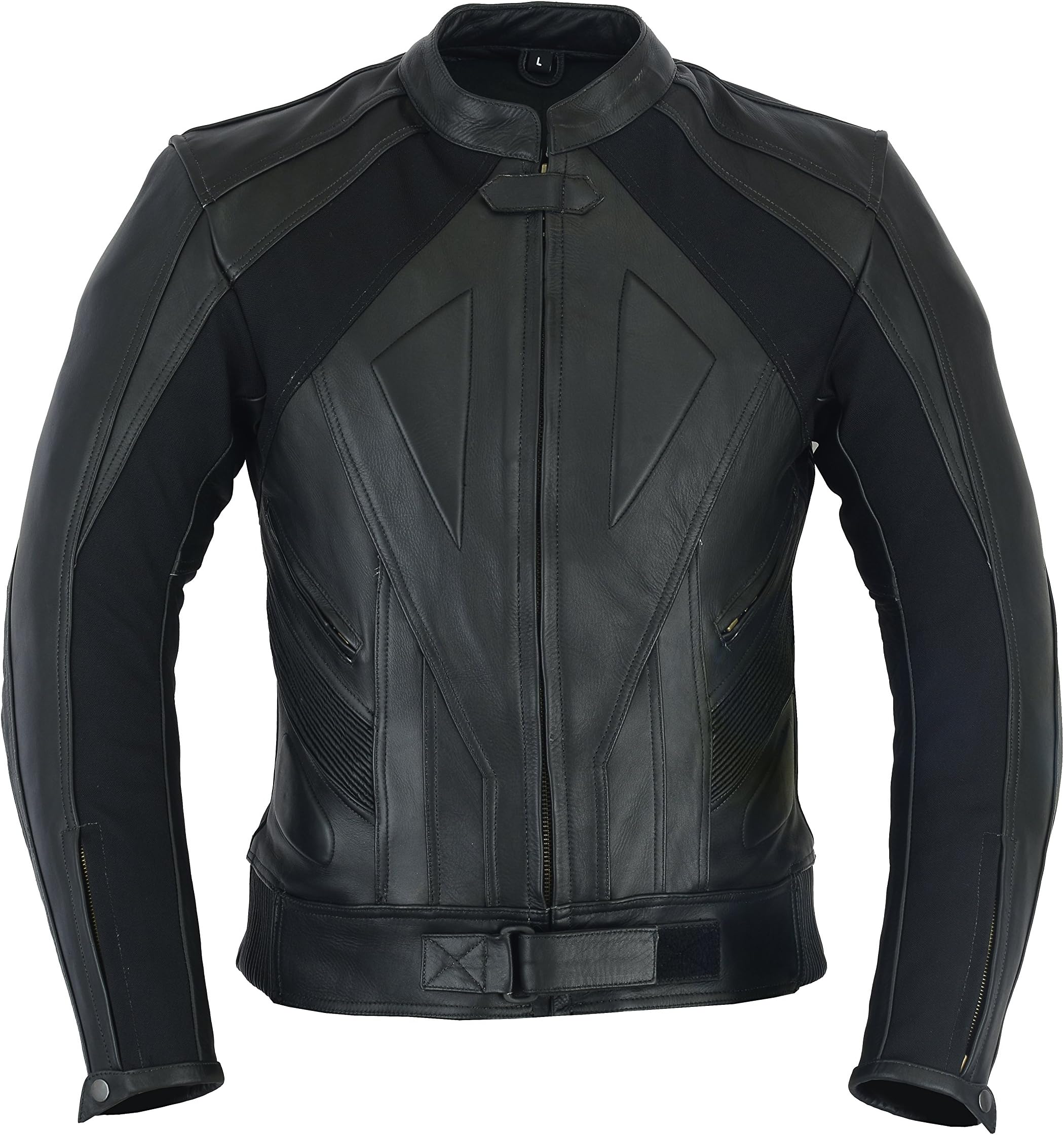 Bikers Gear Misano Sports Bike Track Day Matt Black Leather Motorcycle Jacket CE1621-1 PU Armour 6XL