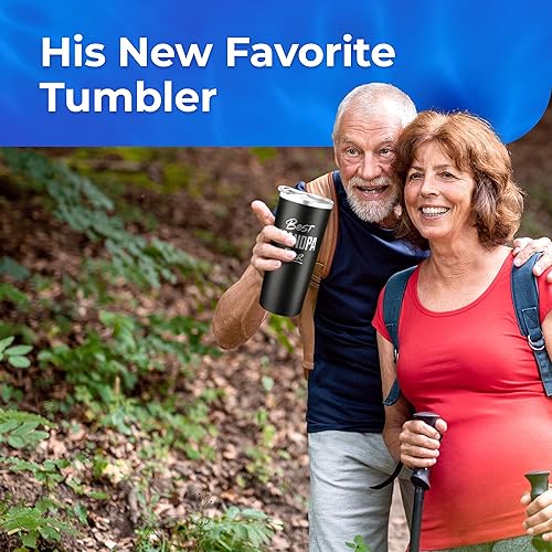 Miniatura 4 de SassyCups Vaso de café con aislamiento al vacío para el mejor abuelo del mundo, taza de viaje de acero inoxidable con tapa