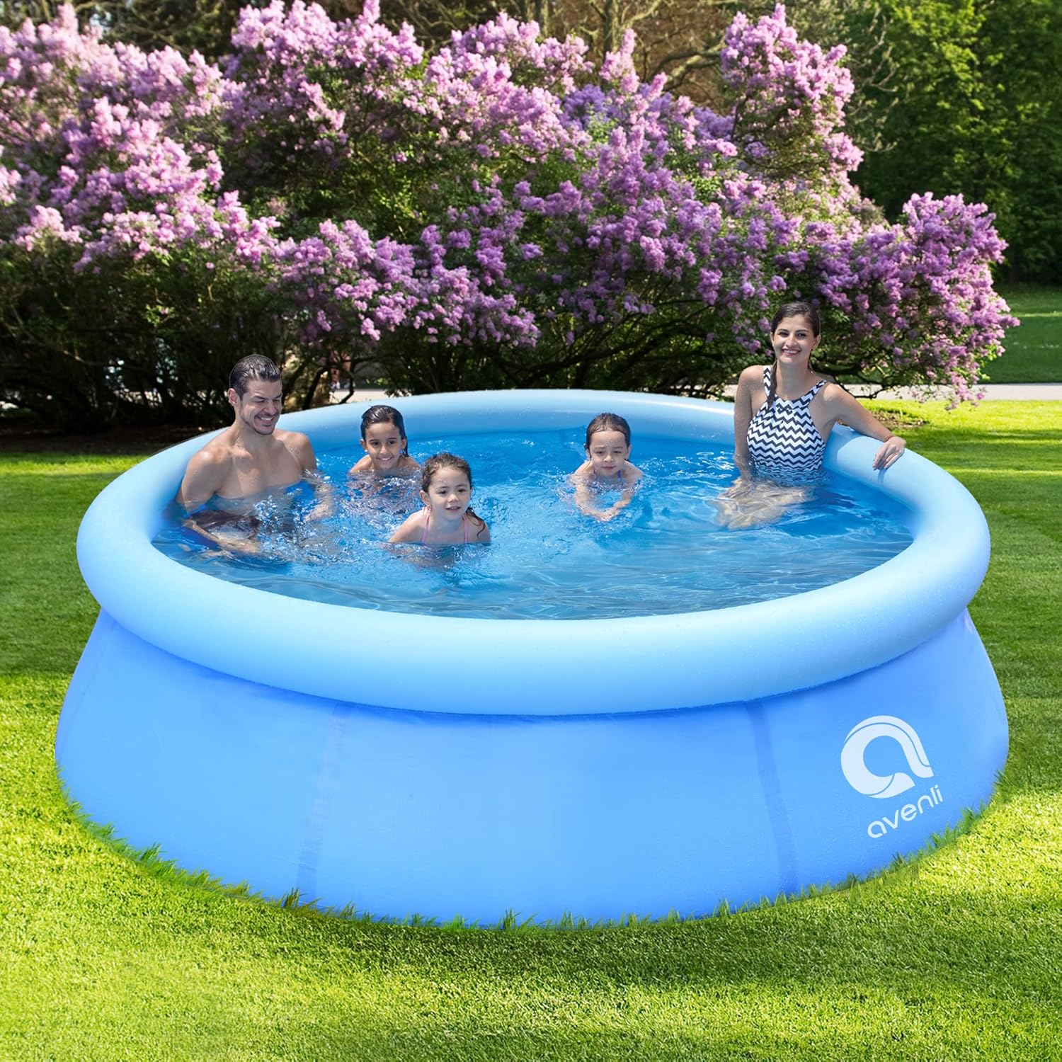 Family enjoying the Avenli inflatable pool