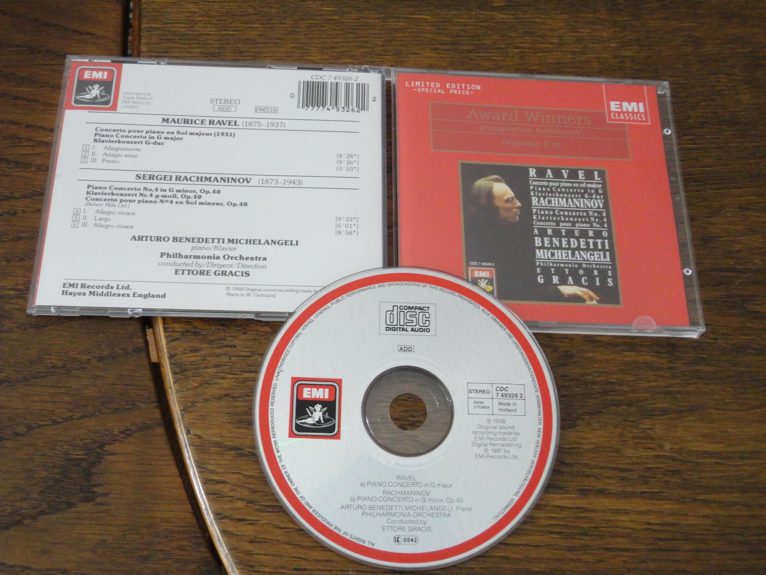 Piano Concerti [Audio CD] Ravel and Michelangeli