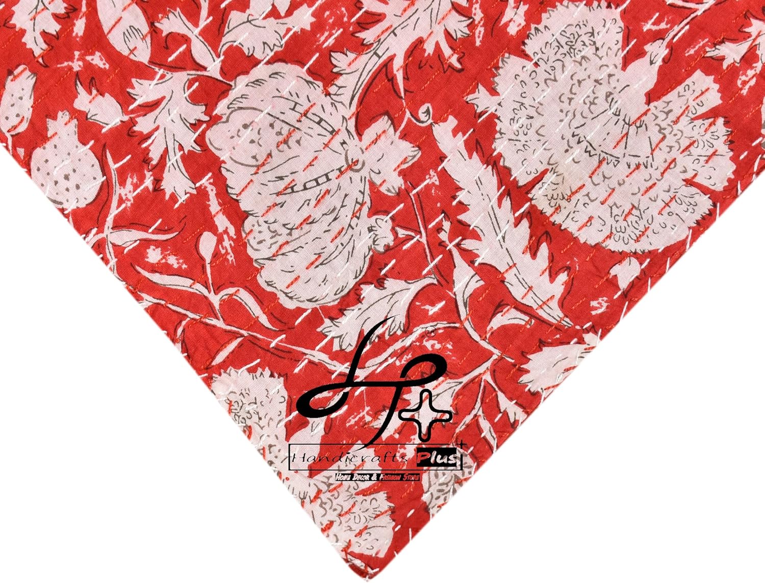 Red Ethnic Kantha Quilt King/Queen Size Throw Bohemian Blanket Home Decor Bedding Coverlet New Beadspread Cotton Ralli