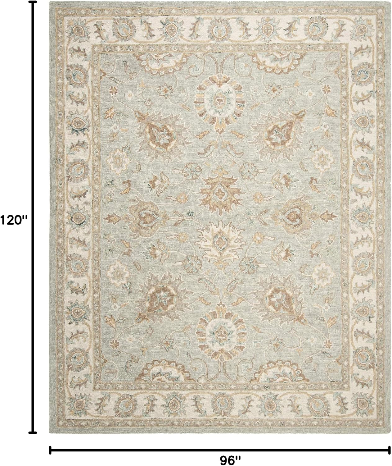 SAFAVIEH Blossom Collection 8' x 10' Aqua / Ivory BLM702M Handmade Premium Wool Area Rug