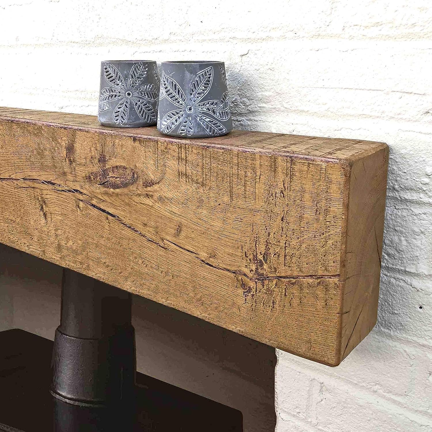 Ben Simpson Furniture Rustic Wooden Handmade Oak Mantel 10 x 20 x 110