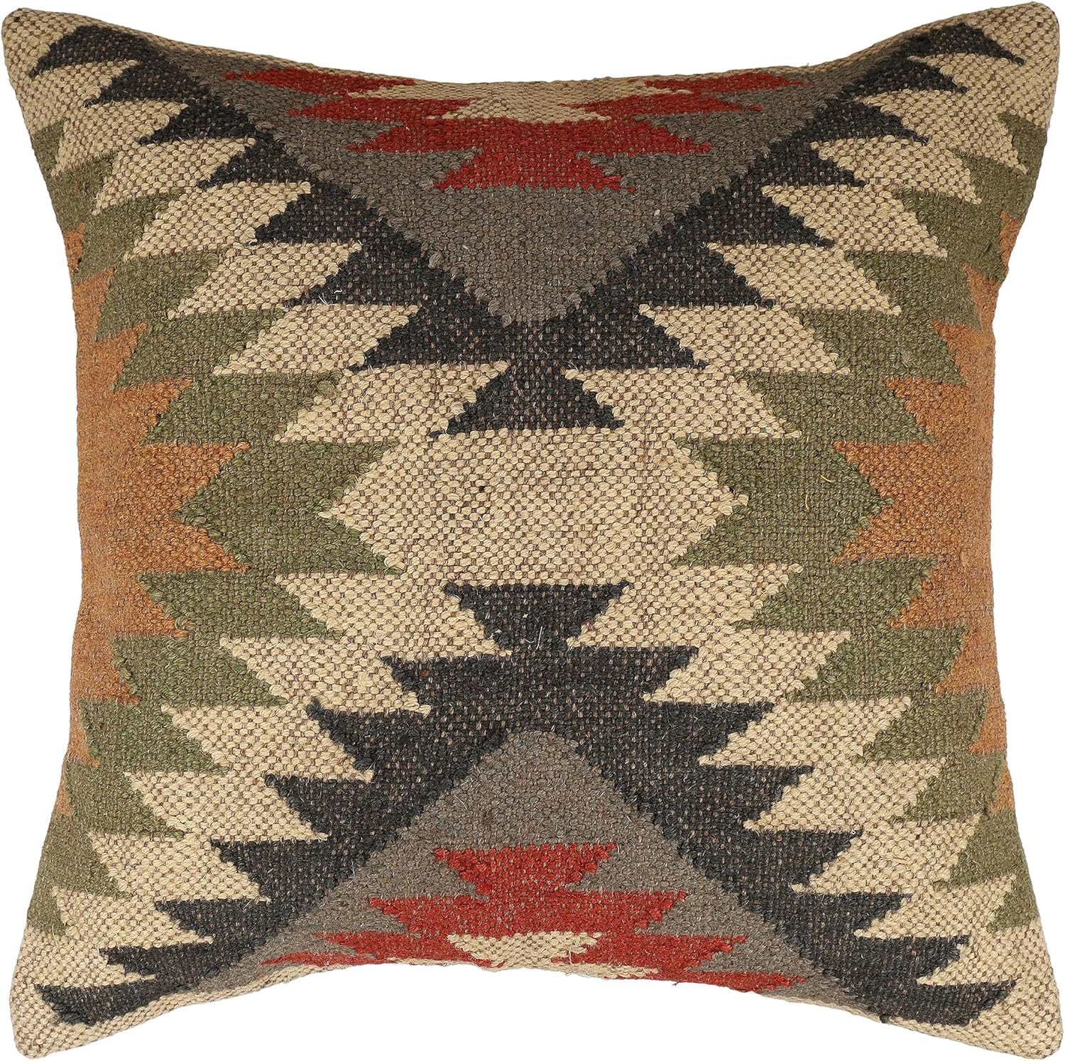 Housse coussin laine et jute INDACORIFY pour canapé terne : taie Kilim Boho