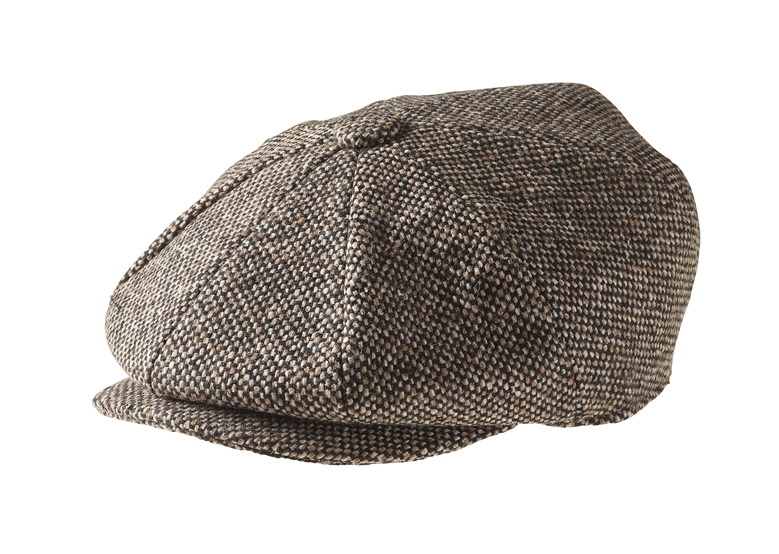 Peaky Blinders Men's Brown Bird's Eye Tweed 'Newsboy' Style Flat Cap -Tweed Wool (X Large ( 61Cm), )