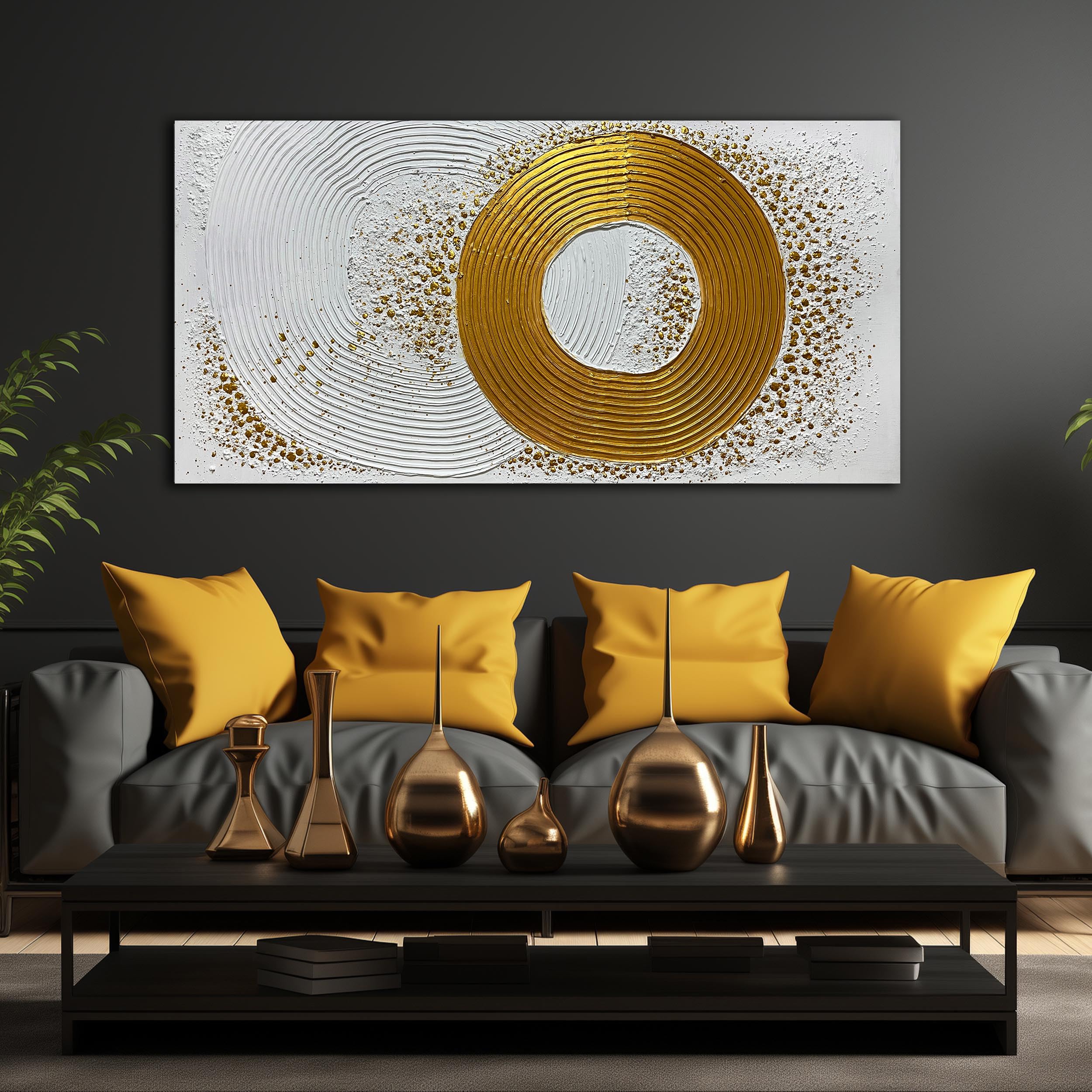 WVMAPTA White and Gold Artwork for Wall Bedroom Large Abstract Wall Decor for Living Room Modern Oil Painting Wall Art for Office Size 29 x 58 Inch