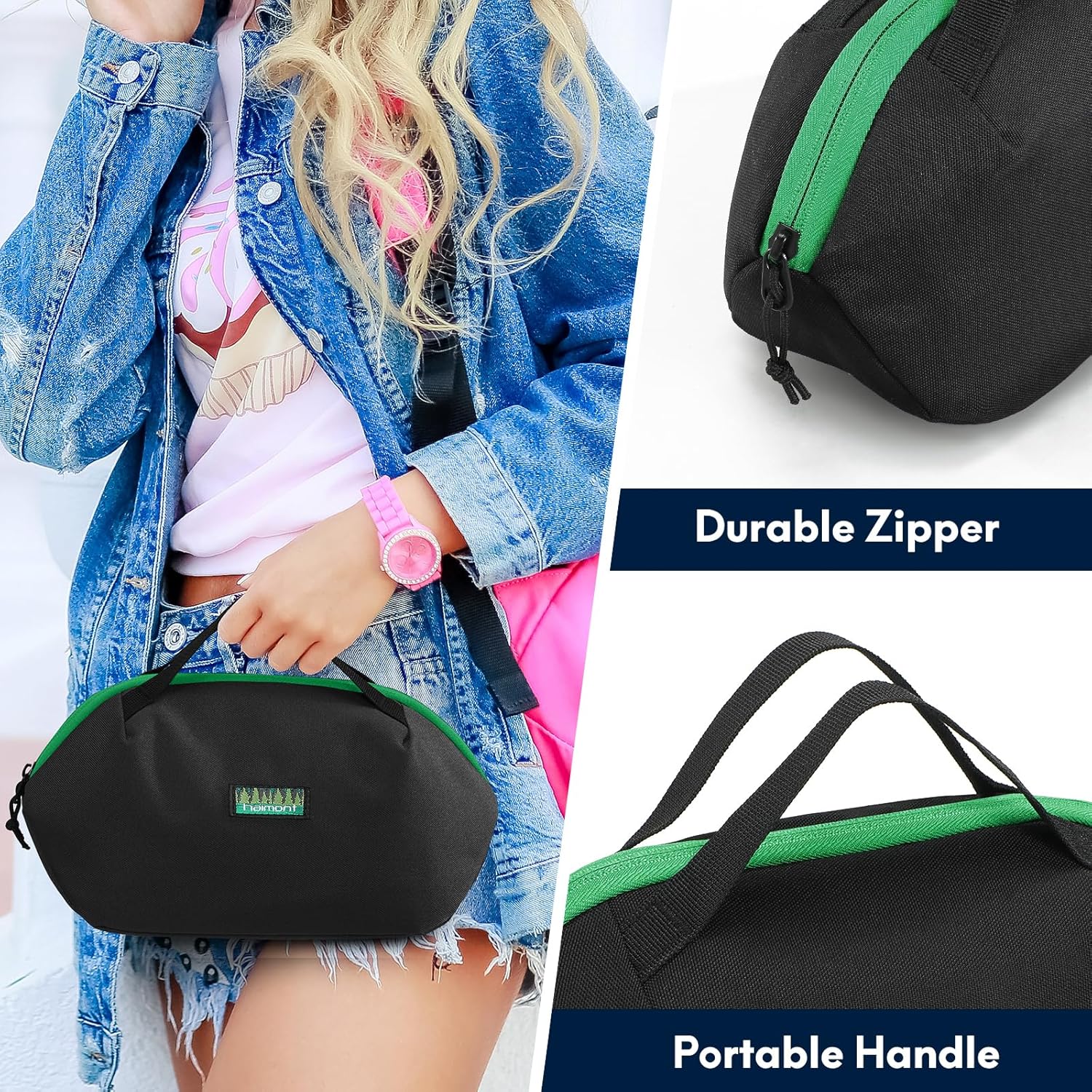 Haimont Freezable Snack Lunch Bag Reusable Freezer Mini Lunch Cooler, Small Insulated Bag Foldable for Work Travel Picnic, Black - Image 7