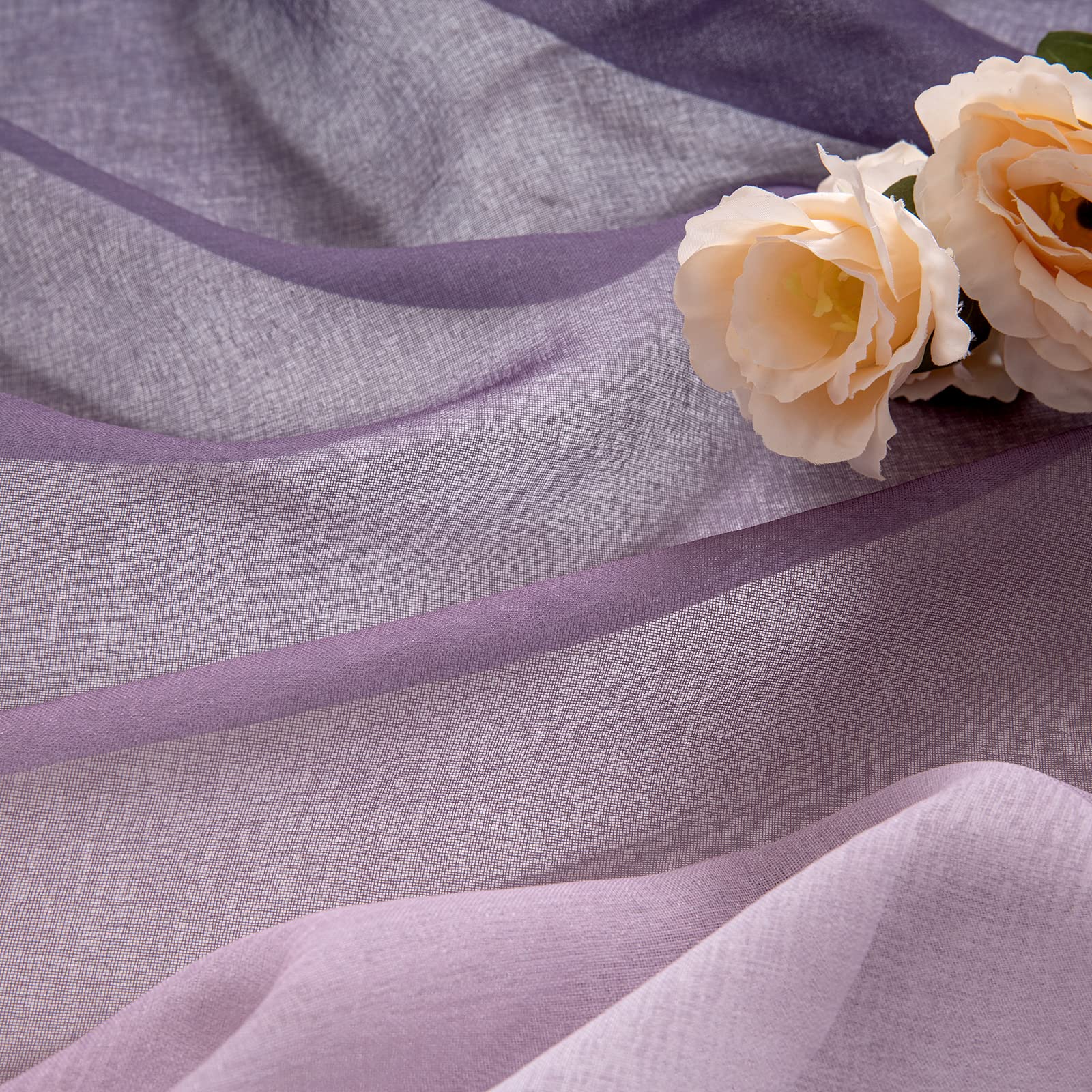 MIULEE Tende Voile in Poliestere Trasparenti Occhielli Sfumato per Soggiorno Camera da Letto Bagno Cucina Camera da Bambino Tenda Finestra Balcone Casa con 2 Pannelli 140 * 280cm Viola