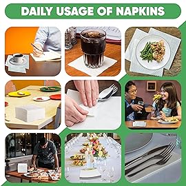 Elegant Lunch Napkins, 1-Ply, 12In X 12In, , White. Paper Napkins For Everyday Use. (pack of 100)