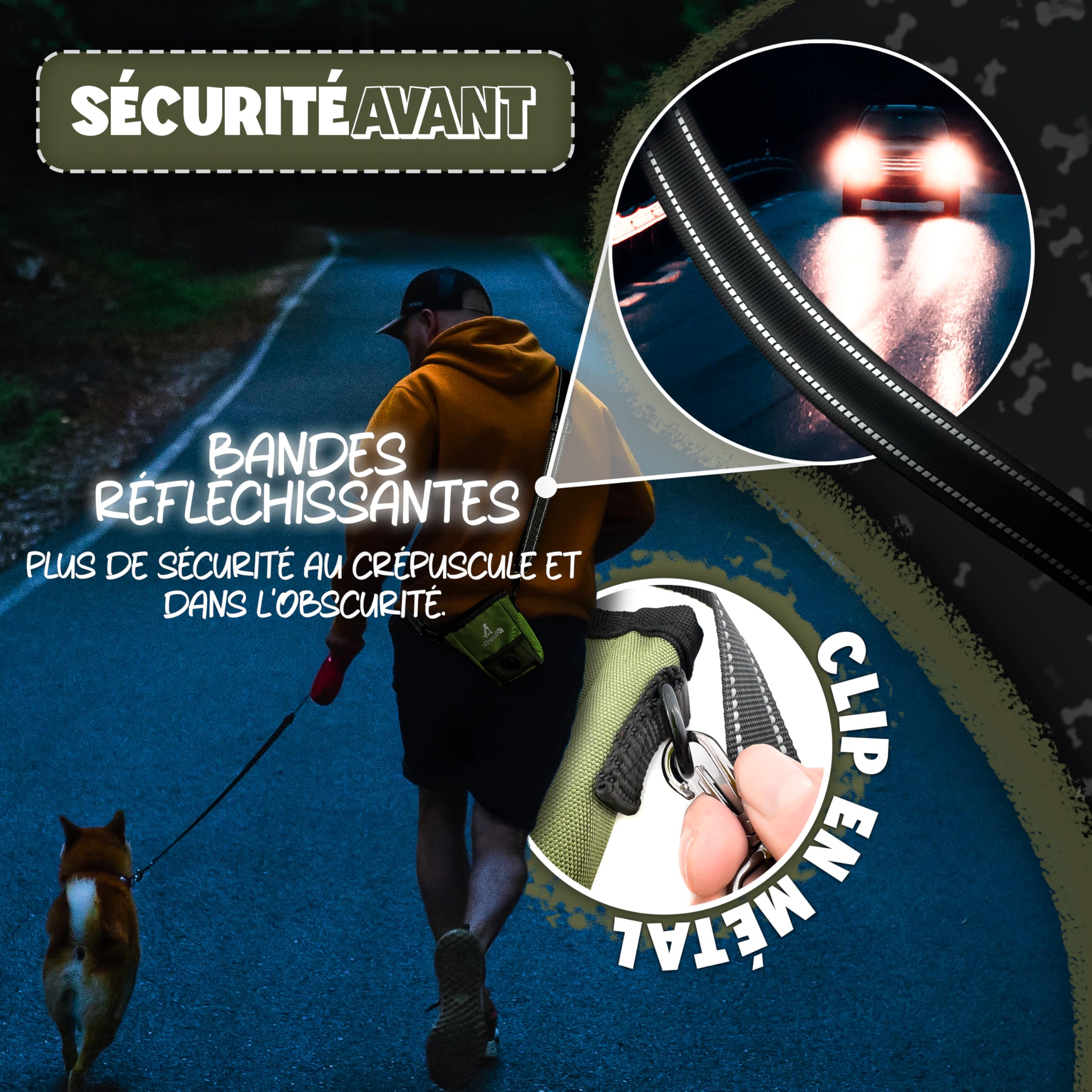 Sacoche Friandises Chien – Fermeture Magnétique & 3 Styles – Sac Dressage (650ml) – Banane & Ceinture avec Distributeur – SNACKKEEPER – Marque Allemande, Couleur:Olive Vert