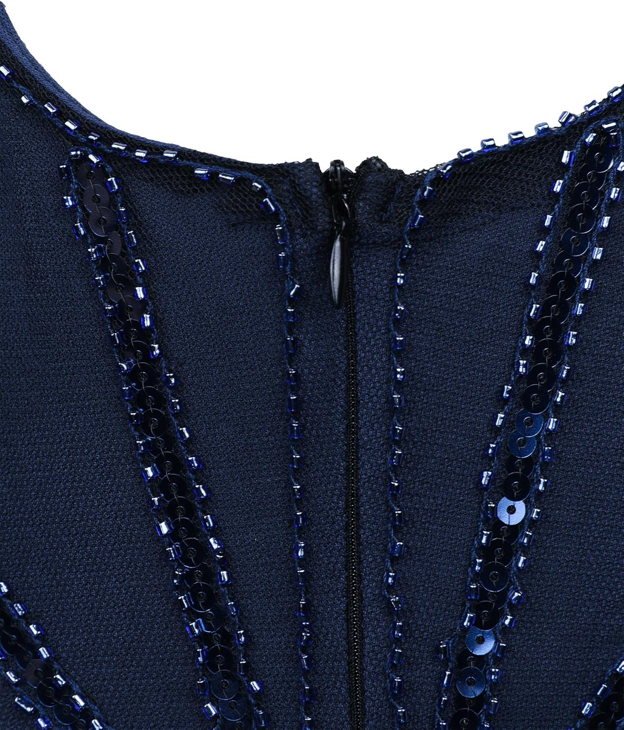 Women's 1920s Gatsby Dress V Neck Sequin Bead Fringed Cocktail Hem Flapper Dress - Image 6