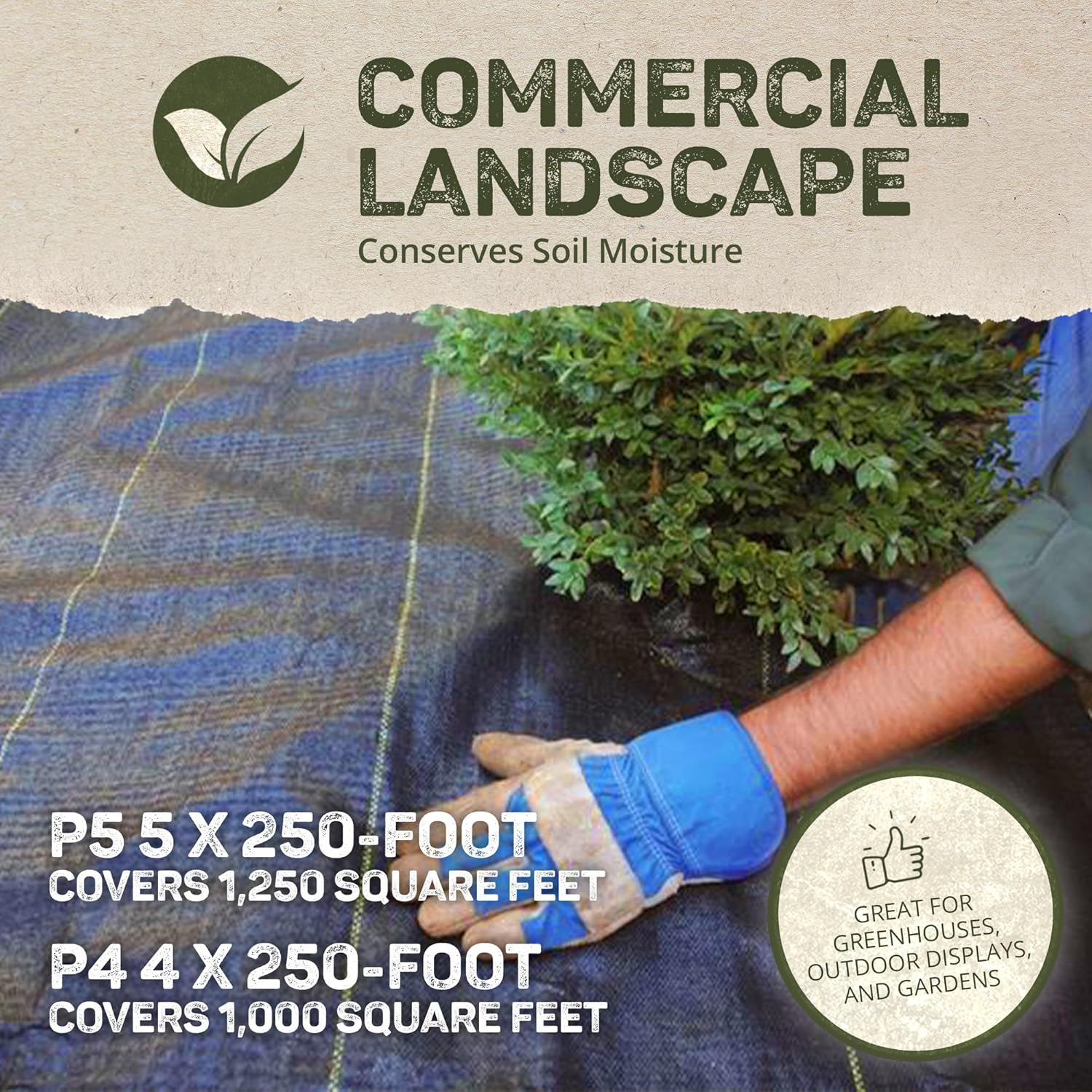 Dewitt Pro-5 Weed Barrier Fabric 5 oz, 4x250 & 5x250 Feet – Heavy-Duty Woven Landscape Ground Cover Mat for Raised Garden Bed, Greenhouse Gardening, Outdoor Landscaping, and Commercial Planting