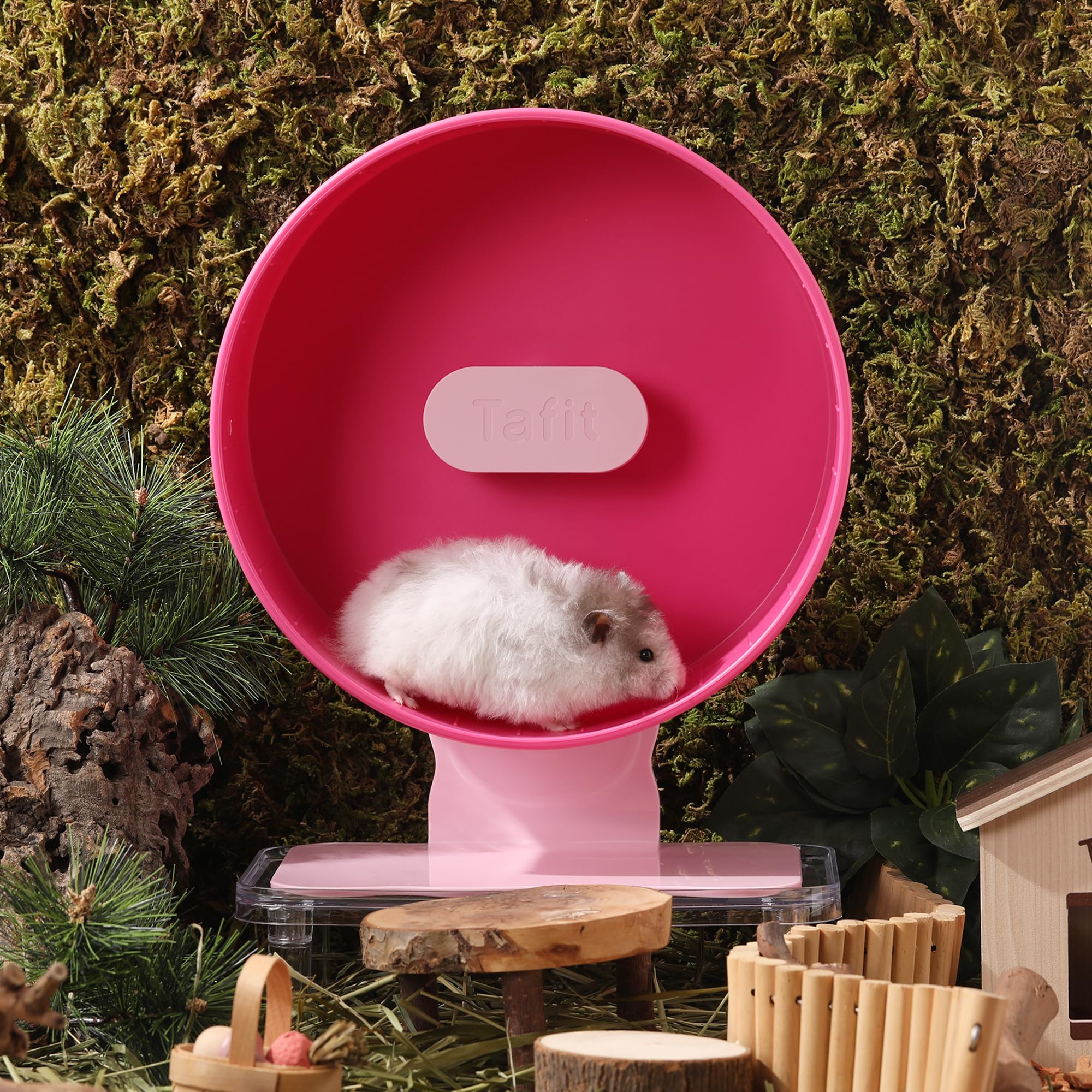 Silent Hamster Wheel 8.7 Inch Dual-Bearings Small Animals Quiet Running Exercise Wheels, Height Adjustable for Dwarf Hamsters, Gerbils, Mice, Hedgehog, or Other Small Pets,Raspberry Pink - image 2