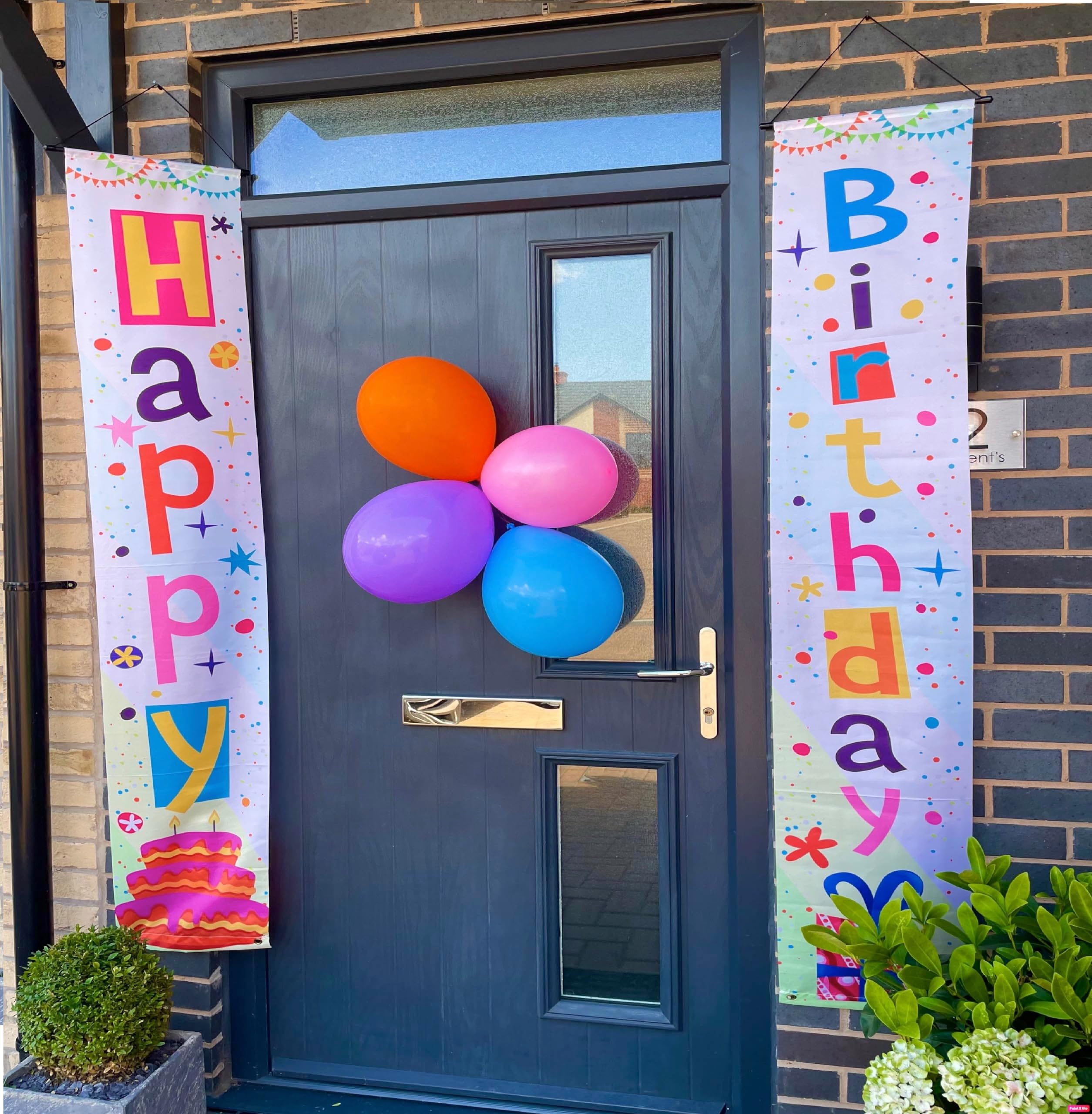 Happy Birthday Banner Backdrop Background Banner Fabric Outdoor Indoor KIds Boys Girls Door Porch Sign Party Decorations