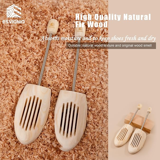 Adjustable Wood Shoe Trees With Spring，Wooden Shoes Tree For Men & Women Shoe Shaped Shoe Lasts Wooden Shoe Stretcher