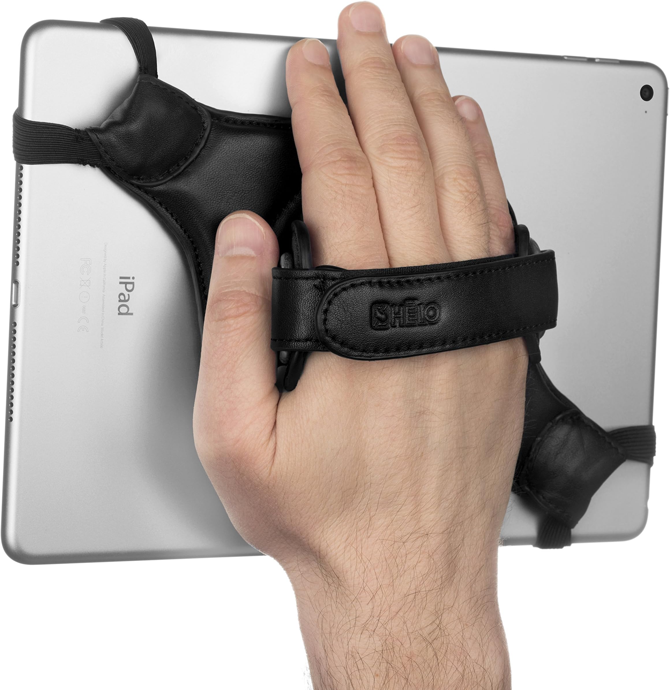 HELO Tabletstrap Pro | Leather 360 Degree Rotation Security Hand Holder Strap for Android and iPad Full Sized Tablets | Extra Loop Sets to Customize Fit with Case or Alone