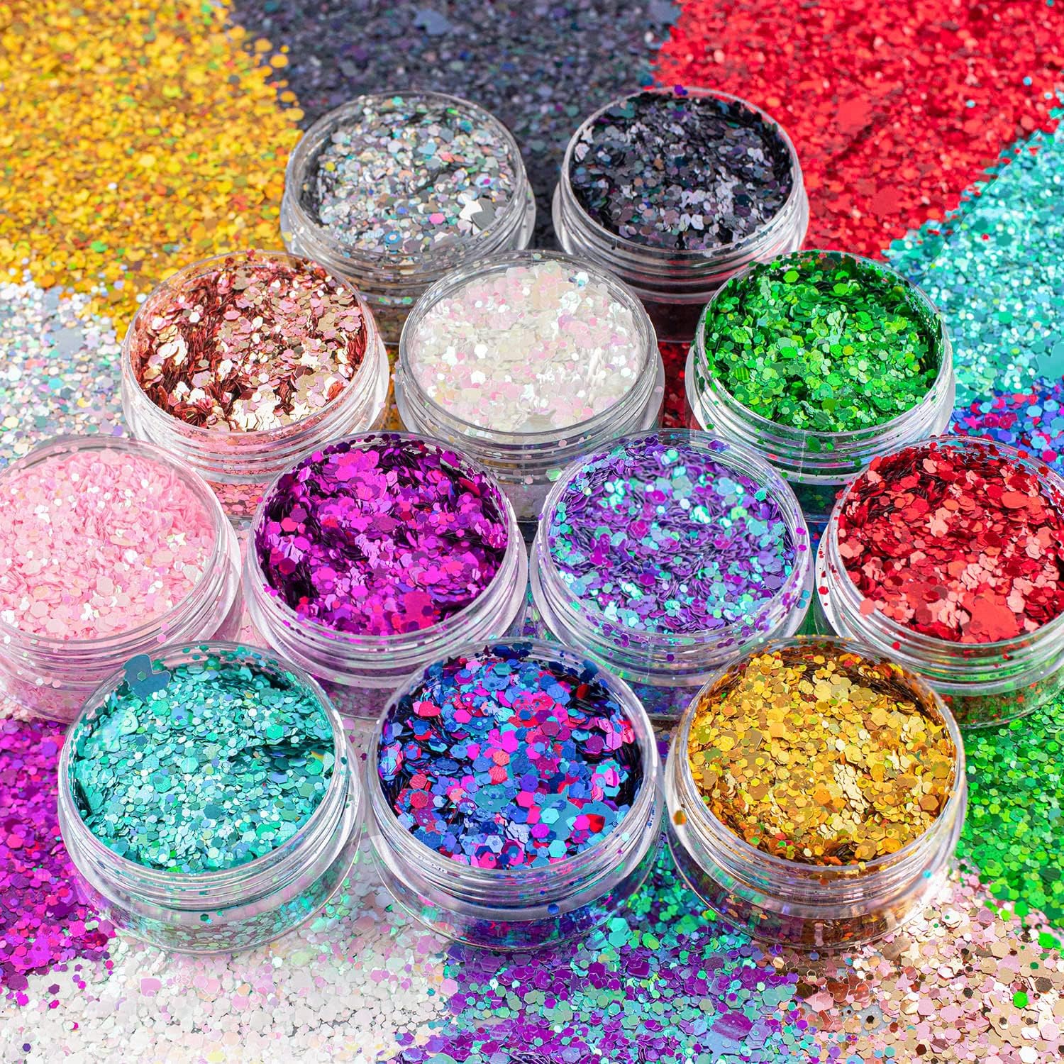20 Pack Face Hair Glitter Chunky Makeup Glitter