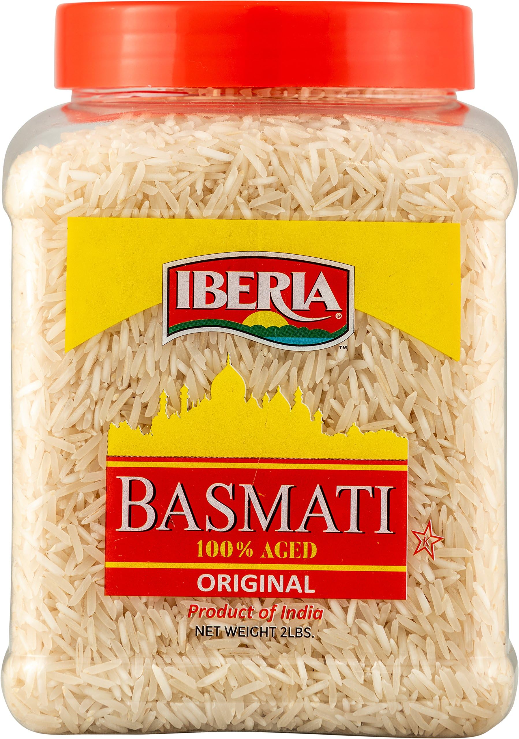 Basmati Rice Jar, 2 Pounds, Extra Long Grain, Naturally Aged Indian White Basmati Rice, Natural Basmati Rice in Food Grade Jar.