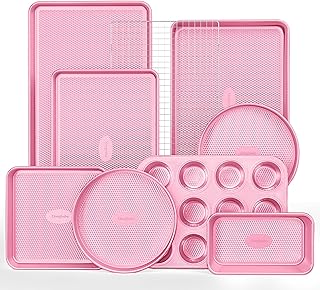 HONGBAKE 9-Piece Baking Pans Set Nonstick, Stackable Non Toxic Bakeware ...