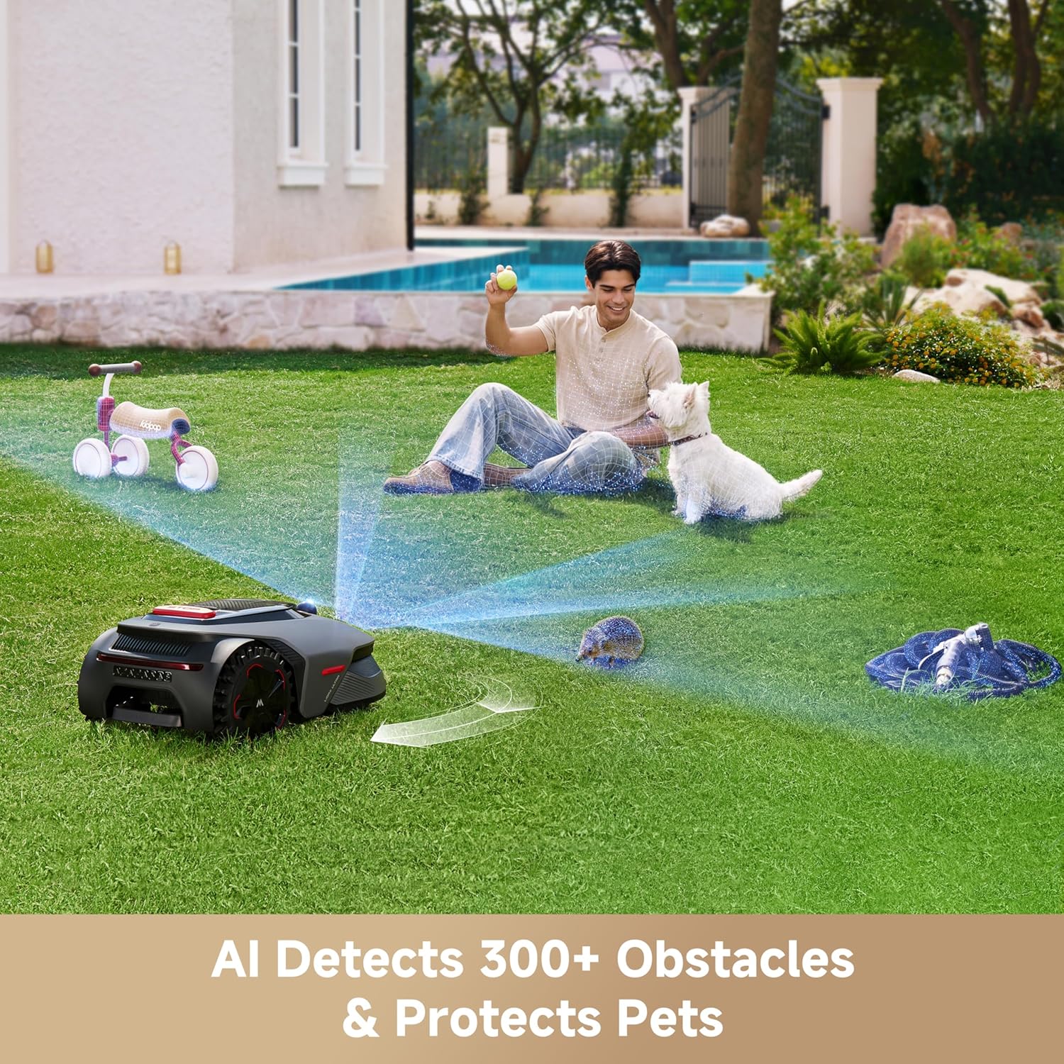 MOVA LiDAX Ultra 2000 Robot Lawn Mower with 4G for 0.5 Acre, No Wire No RTK+360° 3D LiDAR+AI Vision Auto Mapping, Zero-Edge Cutting, Cut Height 1.2"-3.9", 45% Slope, 150 Mowing Zones, Anti-Theft - Image 4