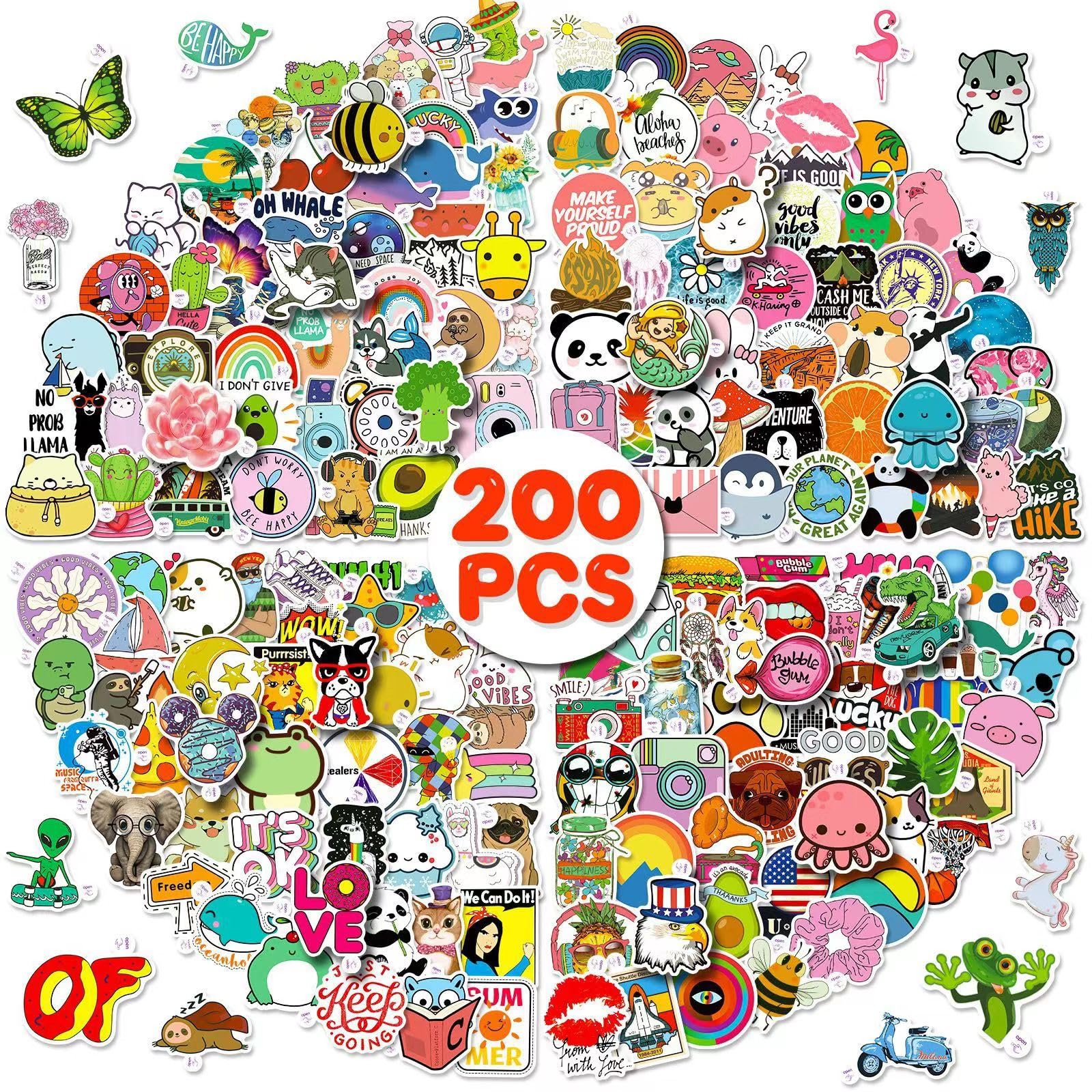 200 autocollants cool pour bouteilles d'eau et gourdes