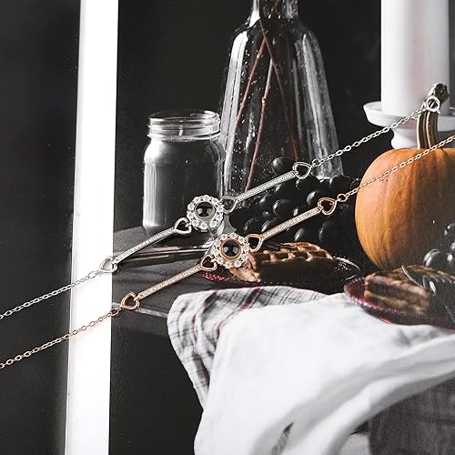 Miniatura 6 de Pulsera de fotos personalizada con diseño de círculo pulsera de proyección de fotos con imagen en el interior collar I Love You pulsera de imagen de