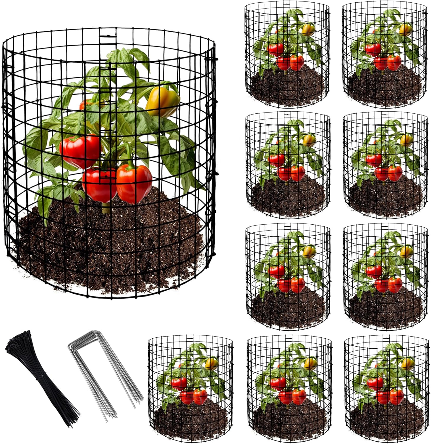 Adnee 10 Packs Wire Plant Protector from Animals - 12" H X 12" D Metal Mesh Plant Cage Covers - Sturdy Garden Bunny Barricades Chicken Wire Cloche for Plants Shrubs Vegetables Flowers