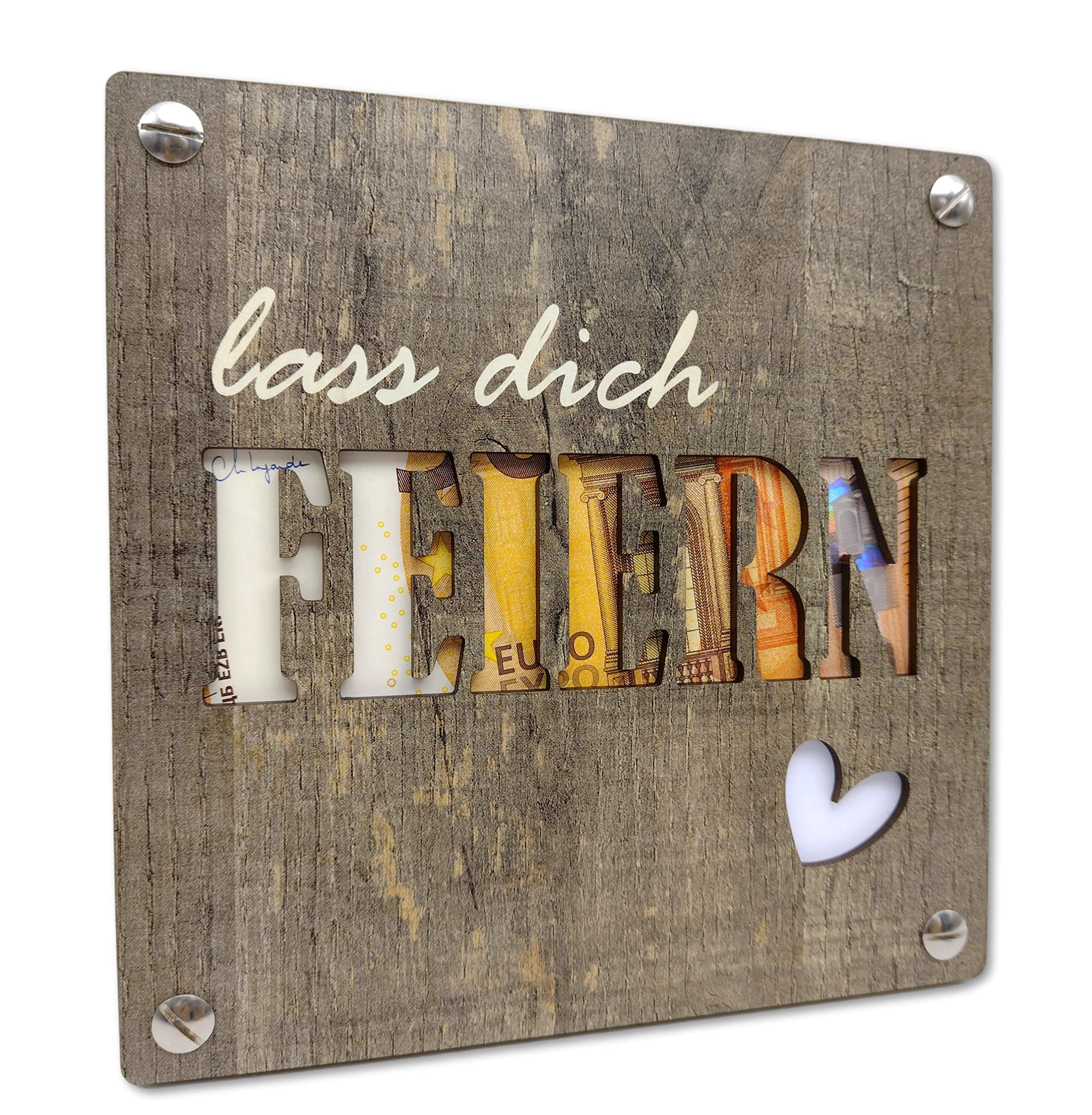 Geldgeschenk in Holzdekor I Hochzeitsgeschenke I Geburtstag I Taufe I Weihnachten I Geldgeschenke I Geldverpackung I Geschenk I Geld von Herzen verschenken (LASS DICH FEIERN)