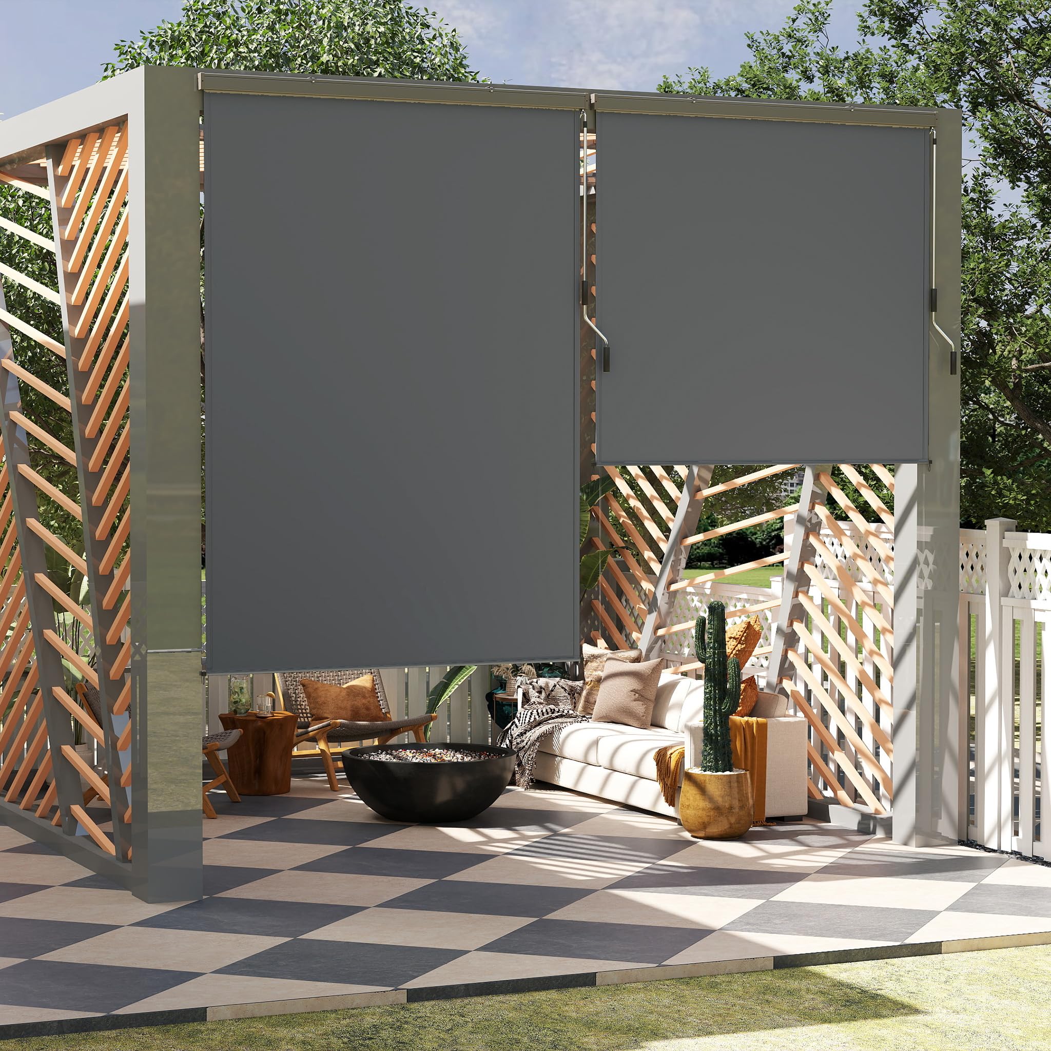 LZQ Store vertical 180 x 250 cm – Store extérieur résistant aux intempéries avec manivelle – Brise-vue et protection solaire – Convient pour terrasse, jardin et fenêtre – Store vertical robuste