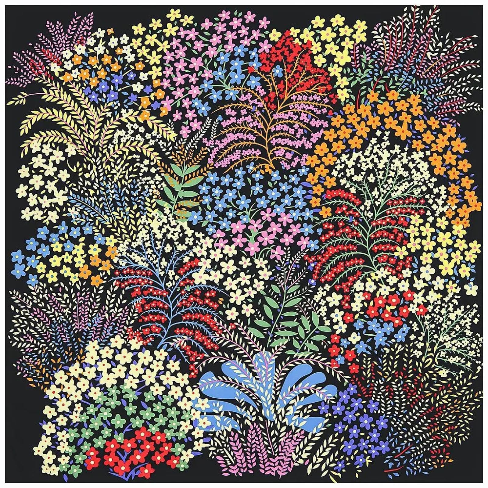 Schals Tücher Halstuch Scarf 130Cm Quadratischer Schal Damen Seidenschal Design Kleine Blume Damen Schal Bandana Kopftuch Schals