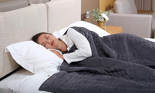 Miniatura 5 de CoolZen Manta con peso refrescante de 20 libras con funda extraíble, manta pesada para adultos, calmante y dormir, edredón con peso con cuentas de