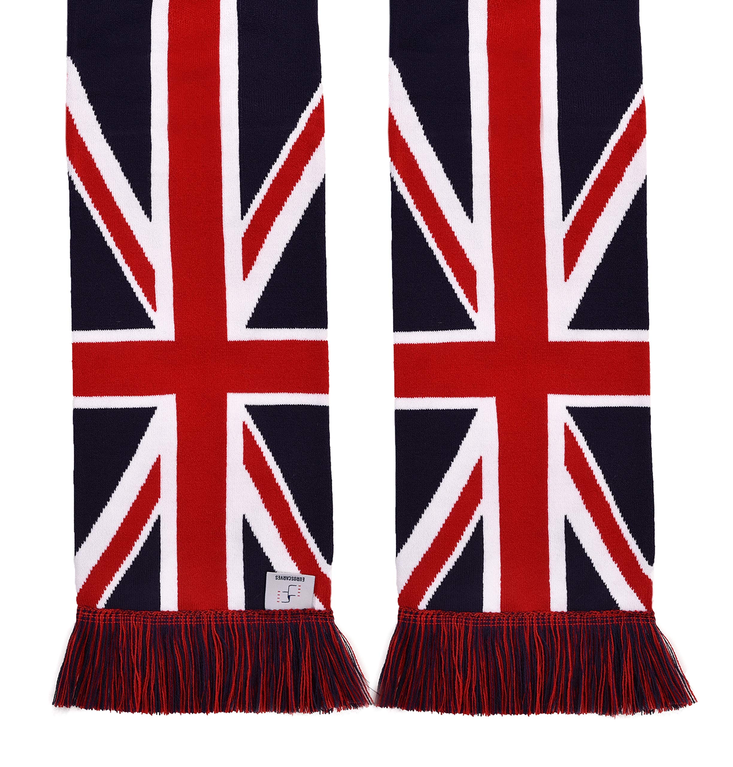 Euroscarves Union Jack Wielka Brytania flaga Wielkiej Brytanii HD dzianinowy szalik, Biały czerwony, fits all