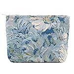 Makeup Bags for Purse Zipper Cosmetic Pouch Large Travel Canvas Make Up Organizer Tool Pouch for Women and Girls,Flower Blue