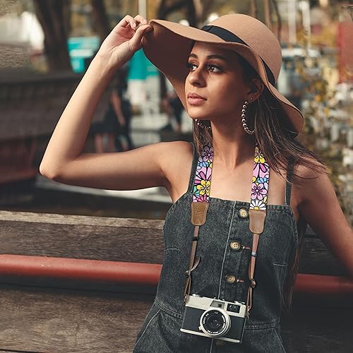 Miniatura 91 de Padwa Lifestyle Correa de cámara a rayas, de 1.5 pulgadas, suave tejido de cuerda de algodón, correa de hombro para fotógrafos y todas las cámaras