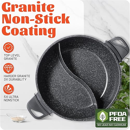 Miniatura 4 de TWIN Olla eléctrica con divisor  Olla antiadherente de aluminio fundido EvenHeat para cocinar sin manchas  Calentamiento rápido de 1500 W  Olla