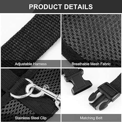 Miniatura 4 de BOAO Arnés de pollo ajustable de 3 piezas con correa y cinturón a juego, cómodo chaleco transpirable para entrenamiento de pollo para pato o ganso,