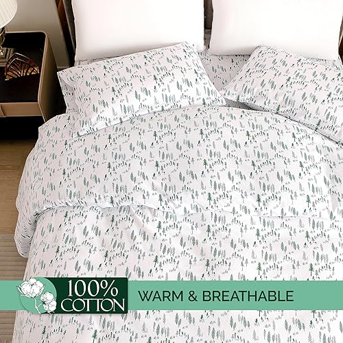 Miniatura 4 de Elegant Comfort Juego de sábanas ultrasuaves de franela de 100% algodón turco, 4 piezas, sábanas de franela de Navidad navideñas, cálidas y