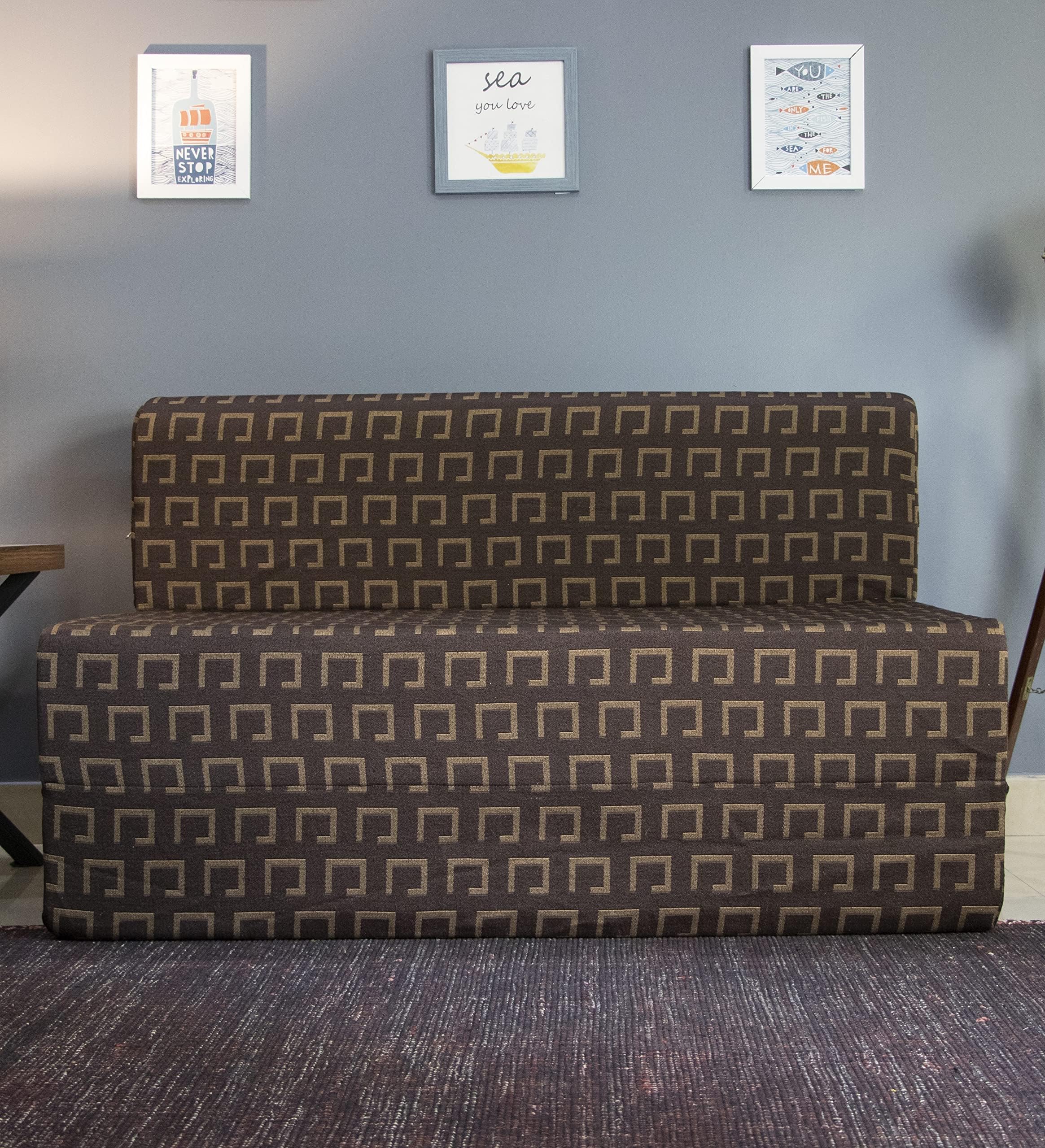 Uberlyfe 2 Seater Sofa Cum Bed - Perfect for Guests - Poly Cotton Fabric Washable Cover(2 Seater) -Dark Brown| 4' X 6'. Feet.(SCB-001726-DKBR_B)