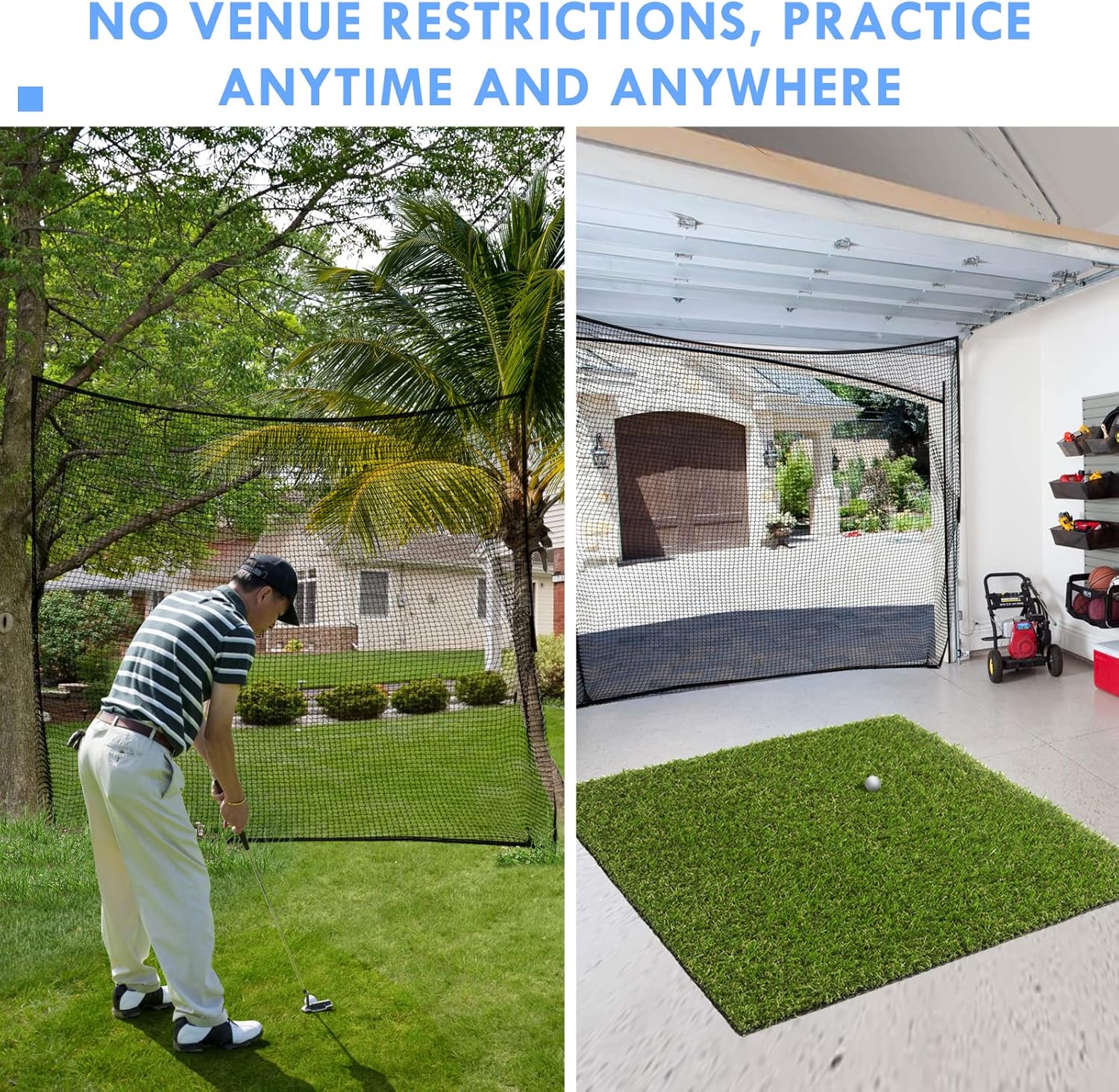 Amazgolf Golf Net,10Ft,15Ft,20Ft,25Ft, 30Ft, 40Ft Golf Practice Net,Sports Practice Barrier Net, Heavy Duty Ball Netting Golf Hitting Net, DIY Ball Net,Baseball Net Hockey Net and Chipping Net