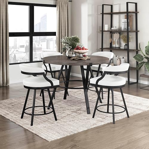 Counter Height Table Set for 4, Modern Round Dining Room