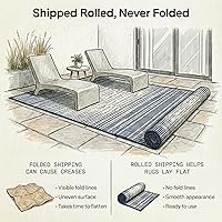 Vista 4 de Fab Habitat - Tapete de plástico reciclado para exteriores, impermeable, resistente a la decoloración y a las arrugas, rayas abstractas desgastadas