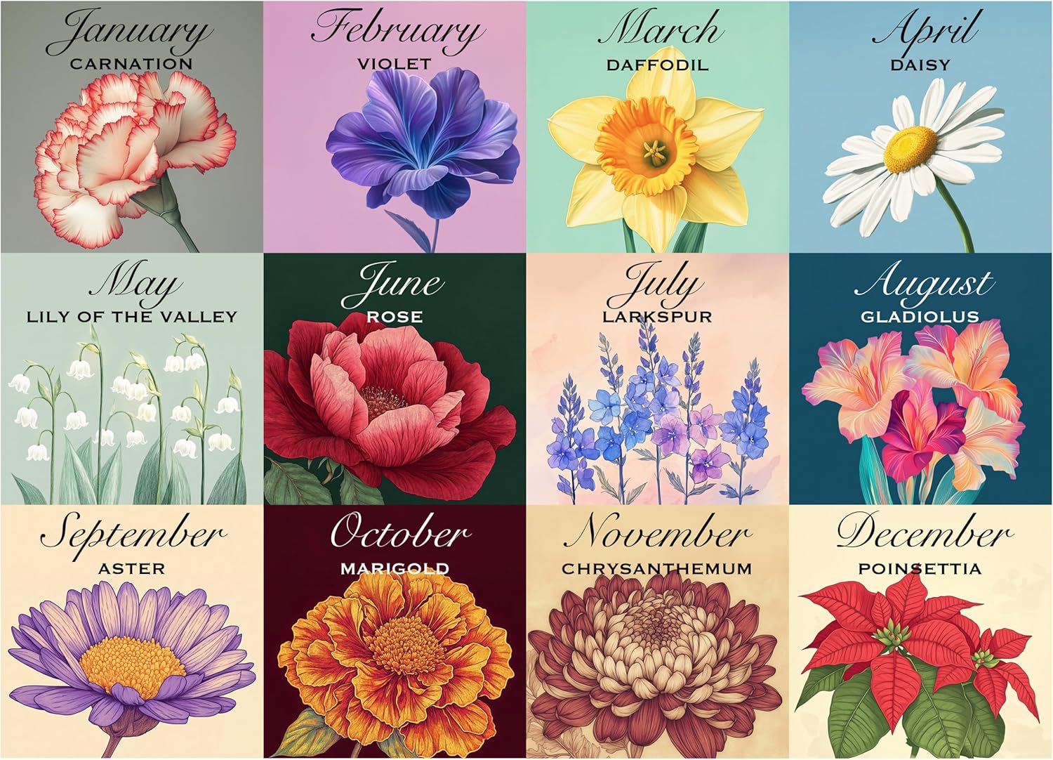 Snappy Puzzles Floral Calendar | 1000-Piece Jigsaw Puzzle for Adults | Made in The USA with Satin Finish