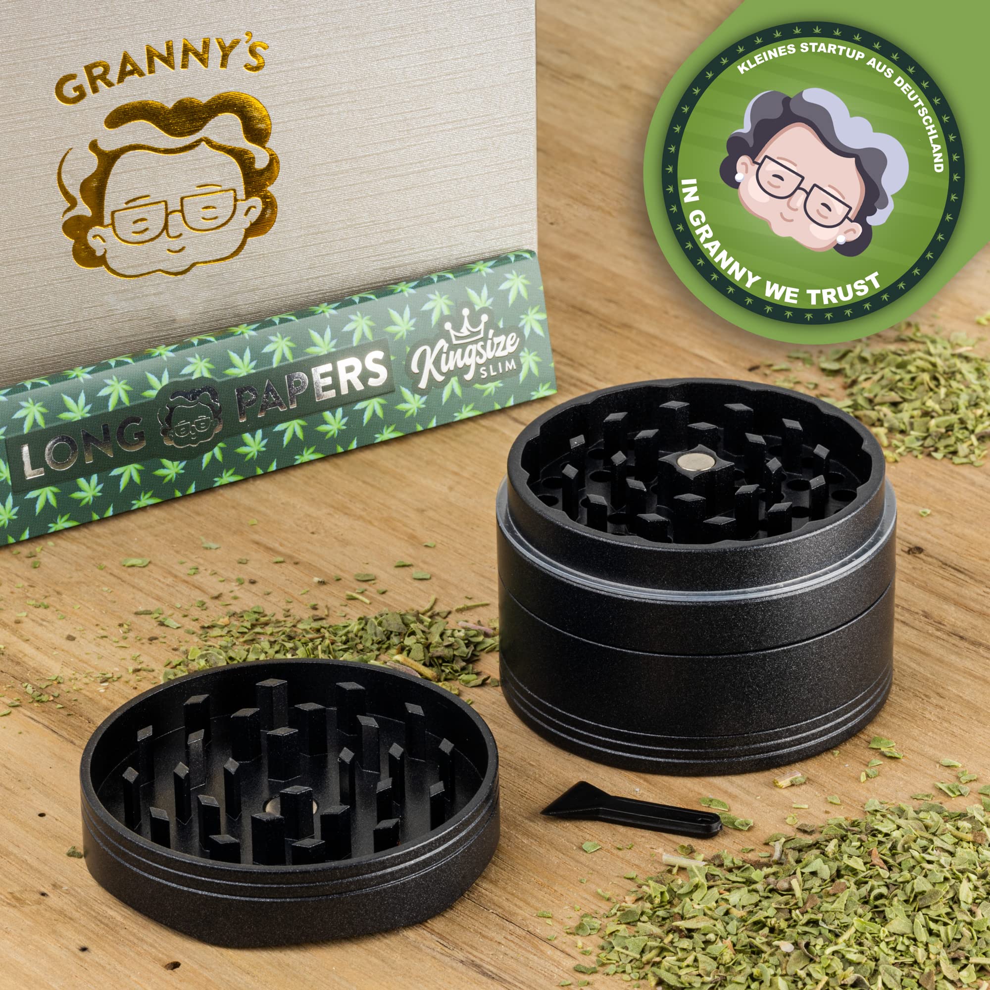 Keramik Grinder Set Crusher ø 63mm Kräutermühle Haftfrei | Inkl. Joint