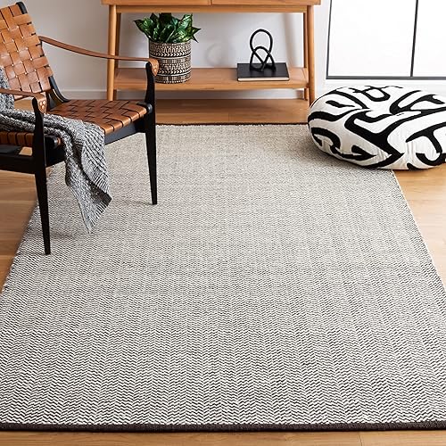 SAFAVIEH Vermont Collection - Alfombra de área de 5 x 8 pies, marrón y marfil, hecha a mano, lana texturizada rústica, ideal para zonas de alto