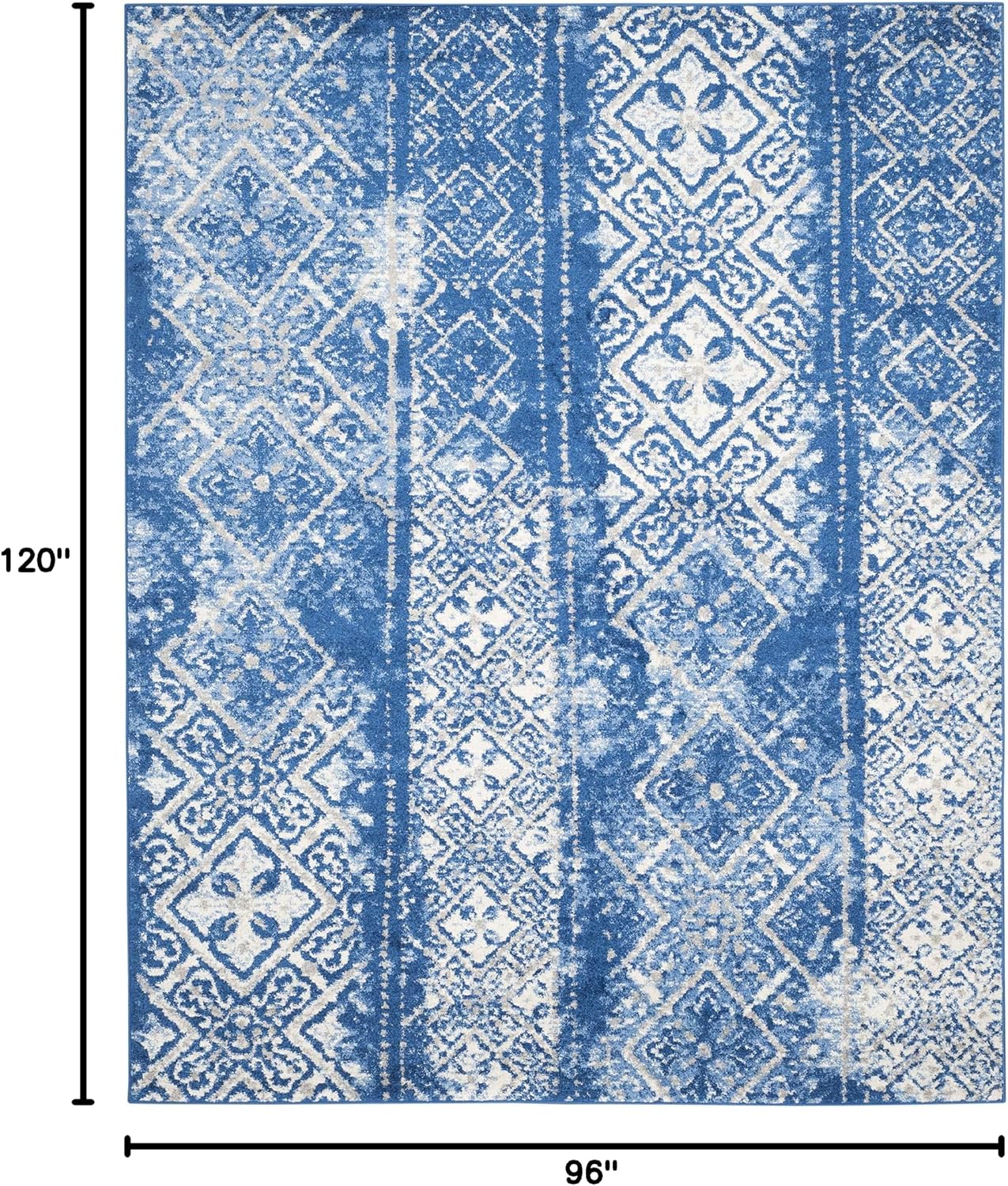 SAFAVIEH Area Rug 8x10 - Adirondack Collection - Large - Silver & Blue, Moroccan Boho Design, Non-Shedding & Easy Cleaning, Ideal for Living Room, Bedroom, Office, Dining Space (ADR111F)