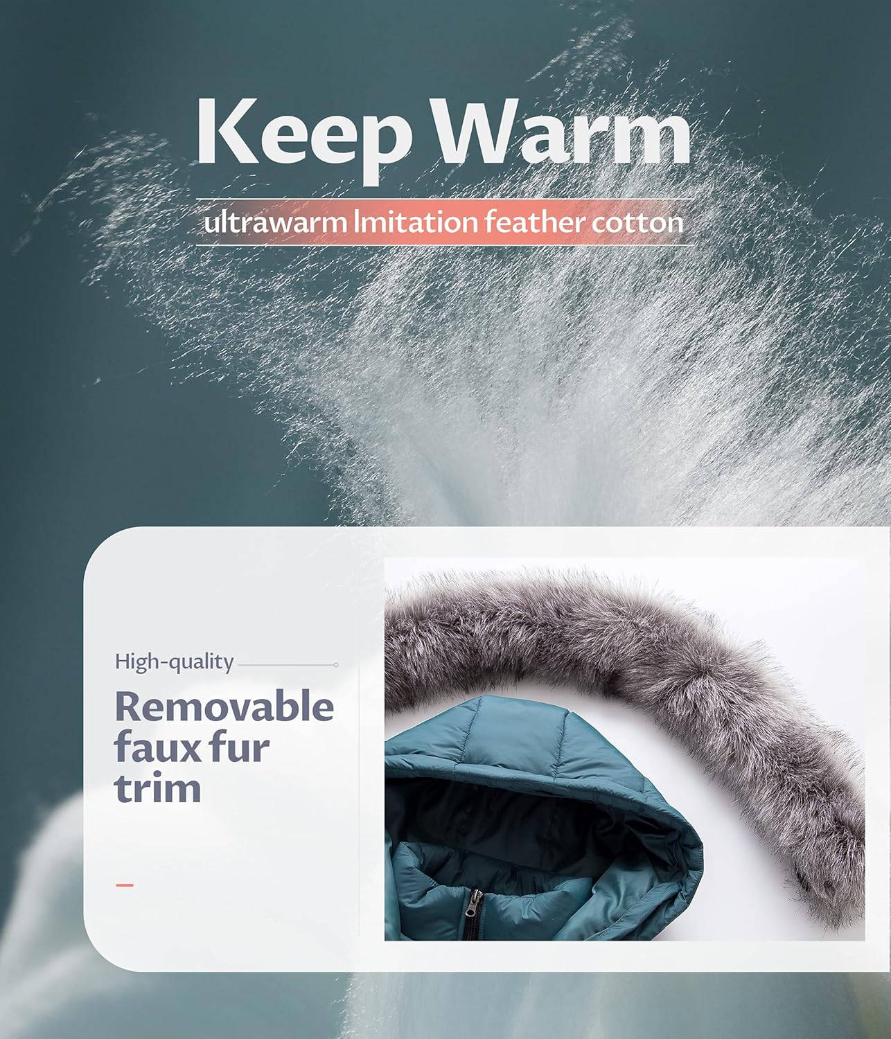 CREATMO US Women's Winter Snow Jacket Long Fur Puffer Coat With Removable Faux Fur Trim - Image 4