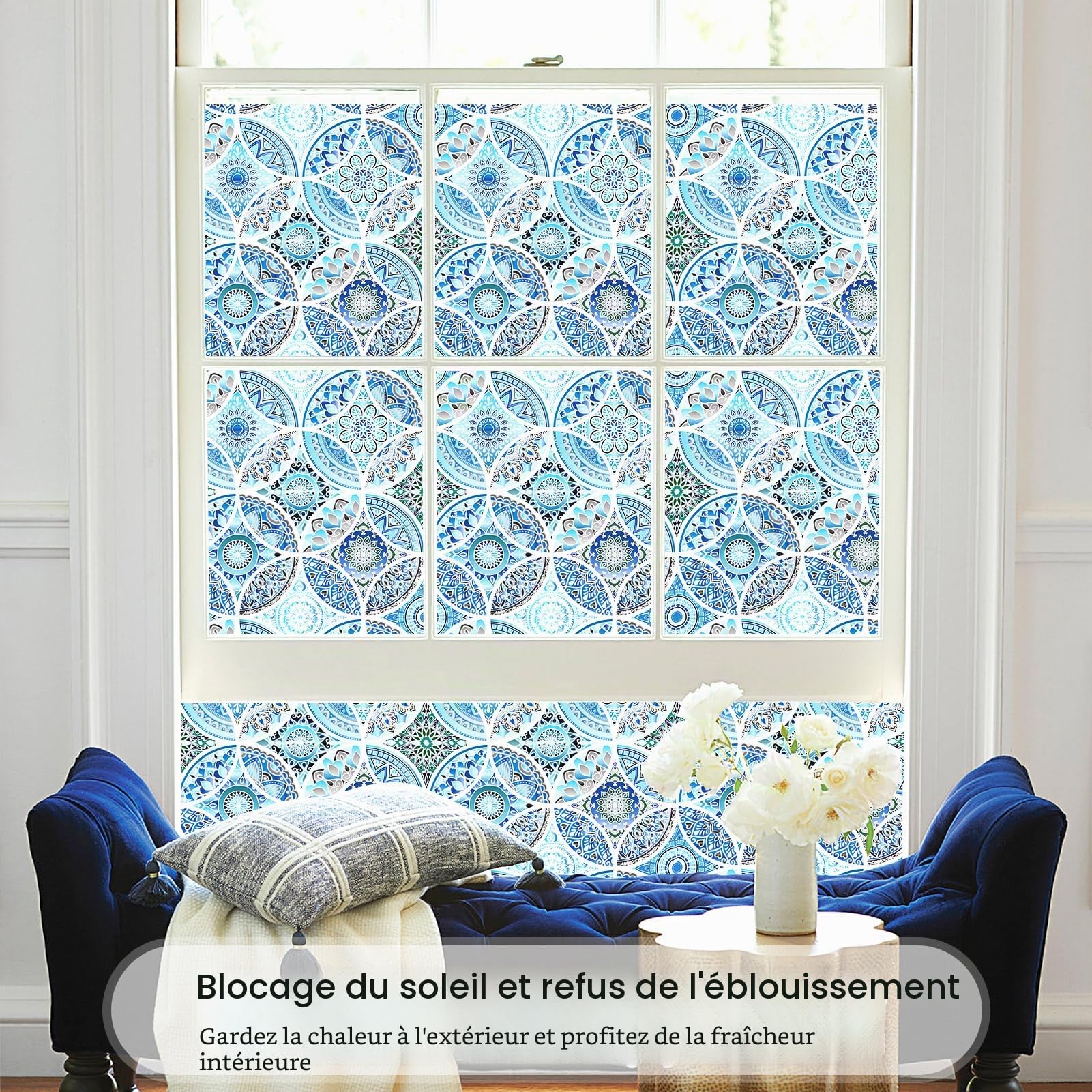 dktie Film pour fenêtre intimité en vinyle non adhésif, film pour verre dépoli pour salle de bain, douche, porte, contrôle de la chaleur, anti-UV 90x200cm