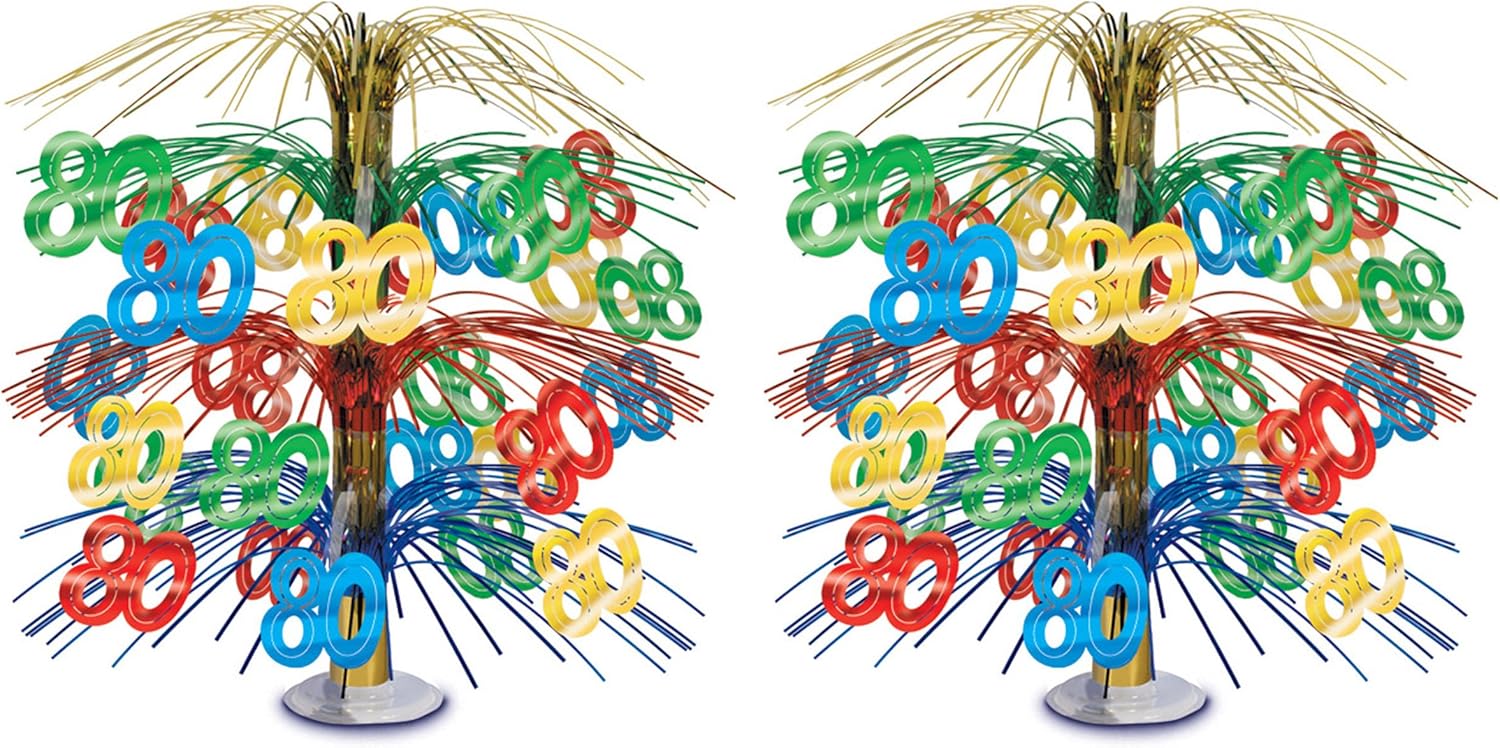 beistle , 2 piece "80" cascade centerpiece, 18''